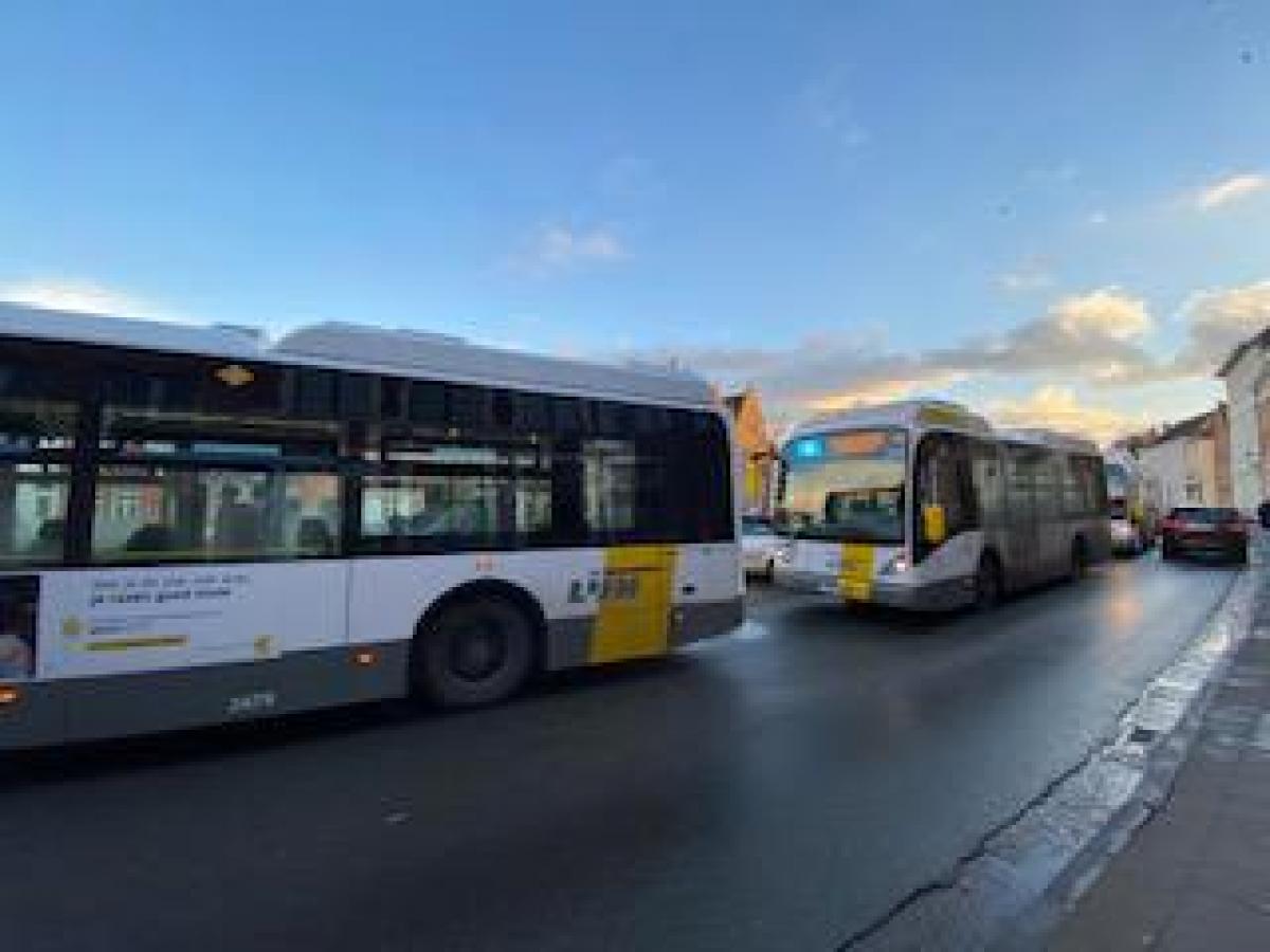 Drie bussen op een rij: tot 500 bussen per dag in de Langerei.