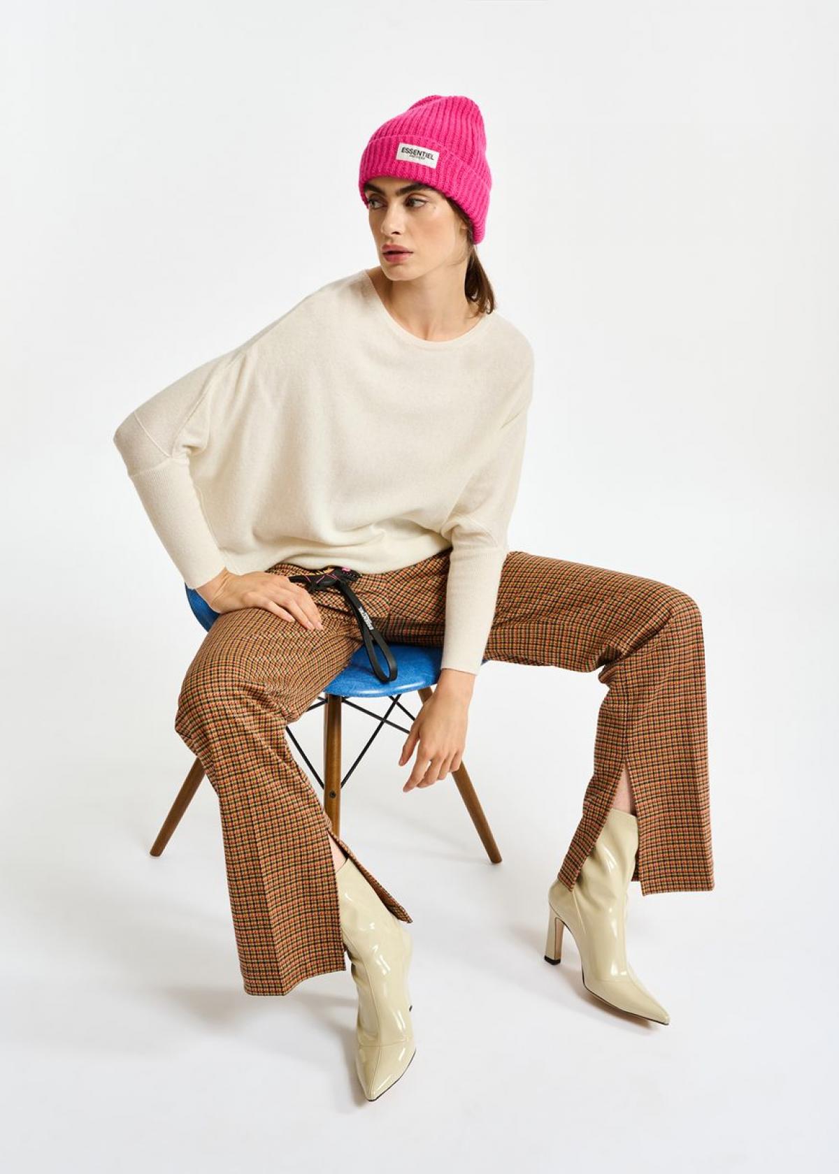 Bruine pied-de-poule broek met split