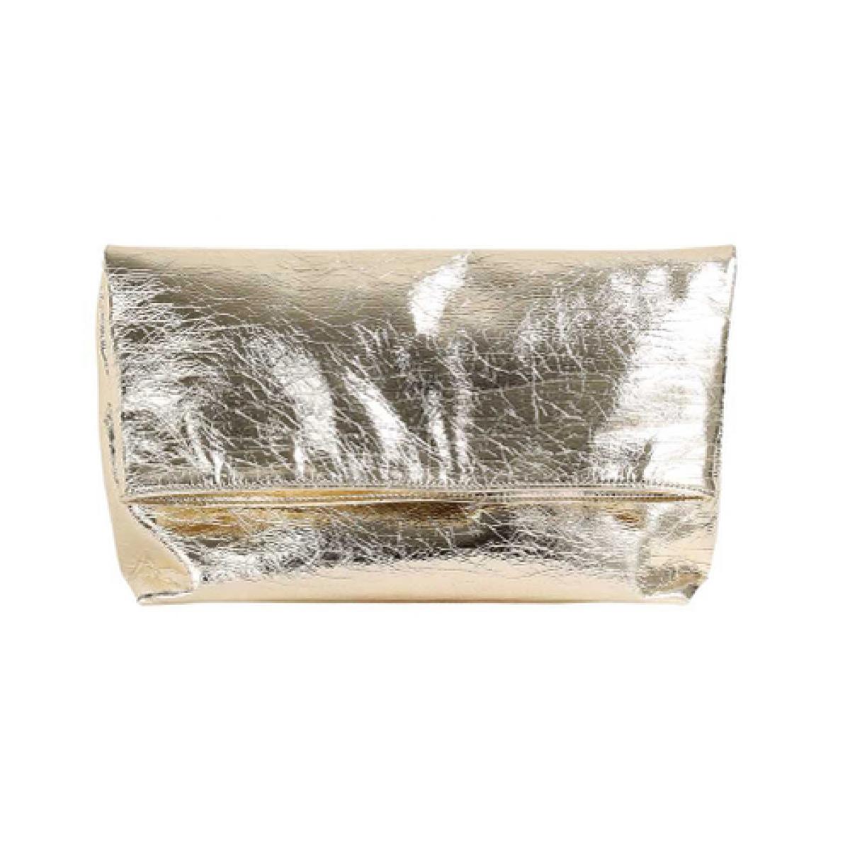 Metallic 'fold over' clutch