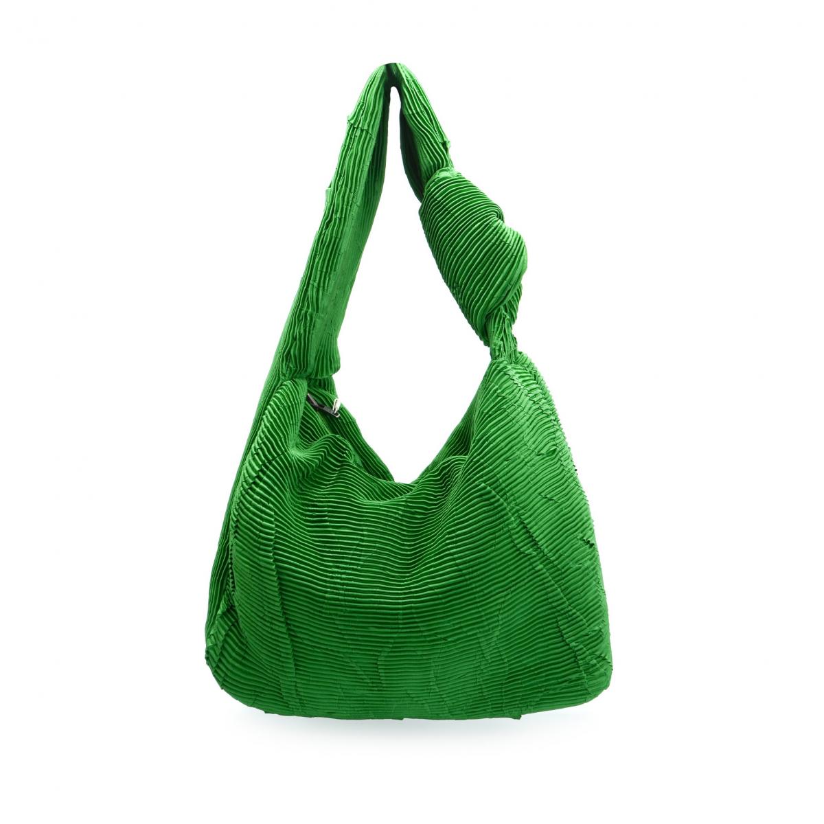 Groene schoudertas met knoop