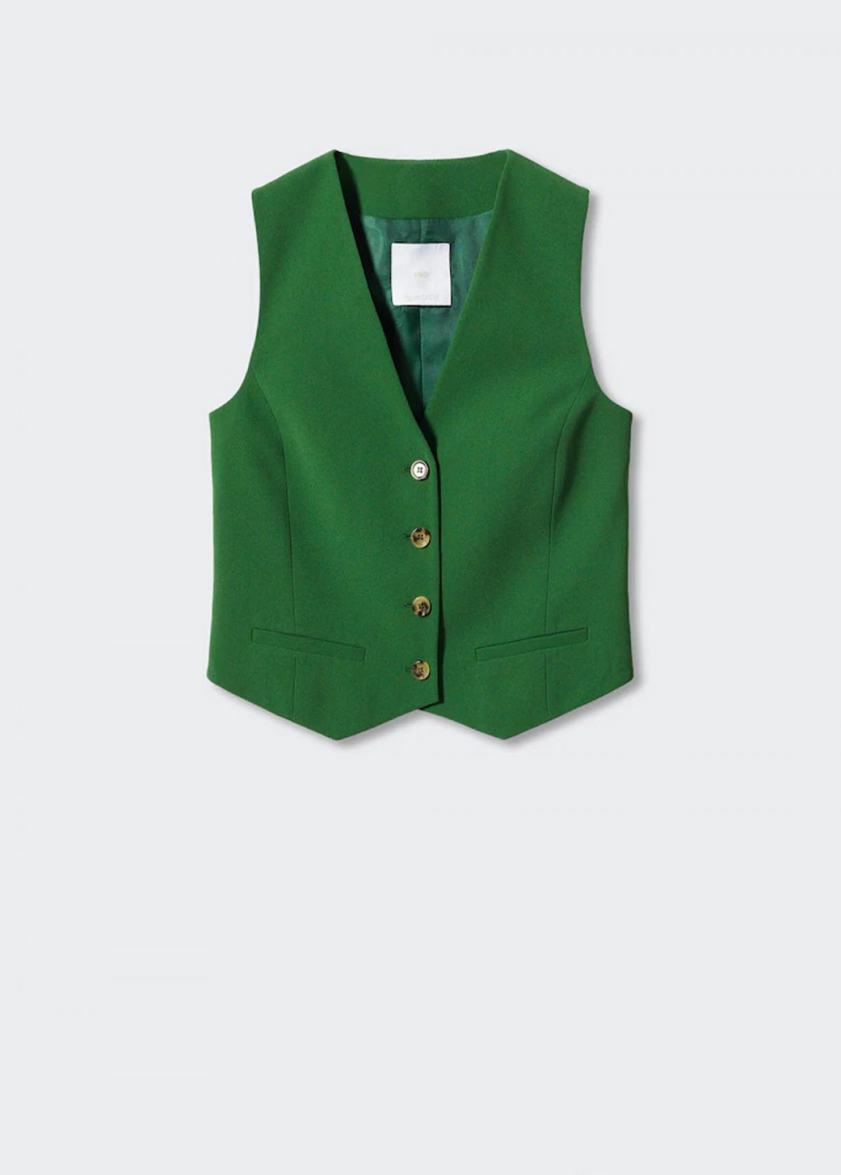 Groene gilet met knopen
