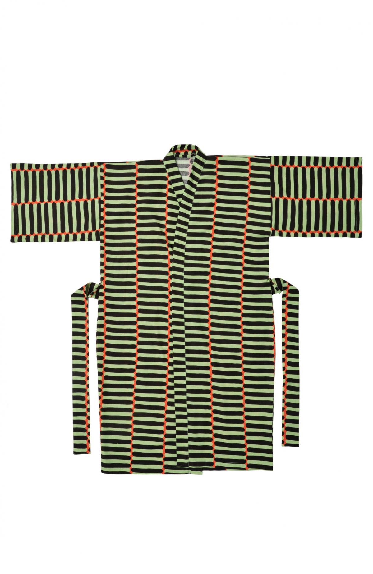 Groene kimono met streeppatroon