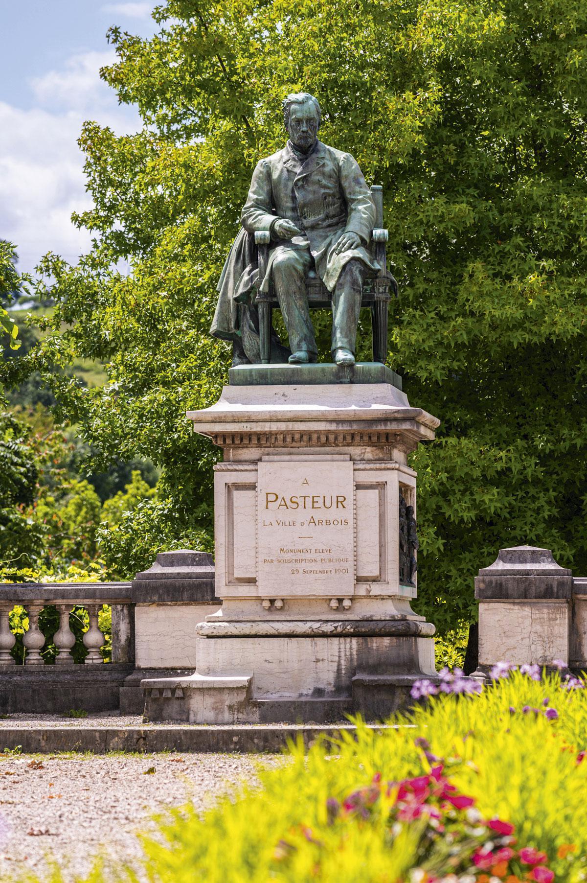 Het standbeeld van Pasteur in Arbois.
