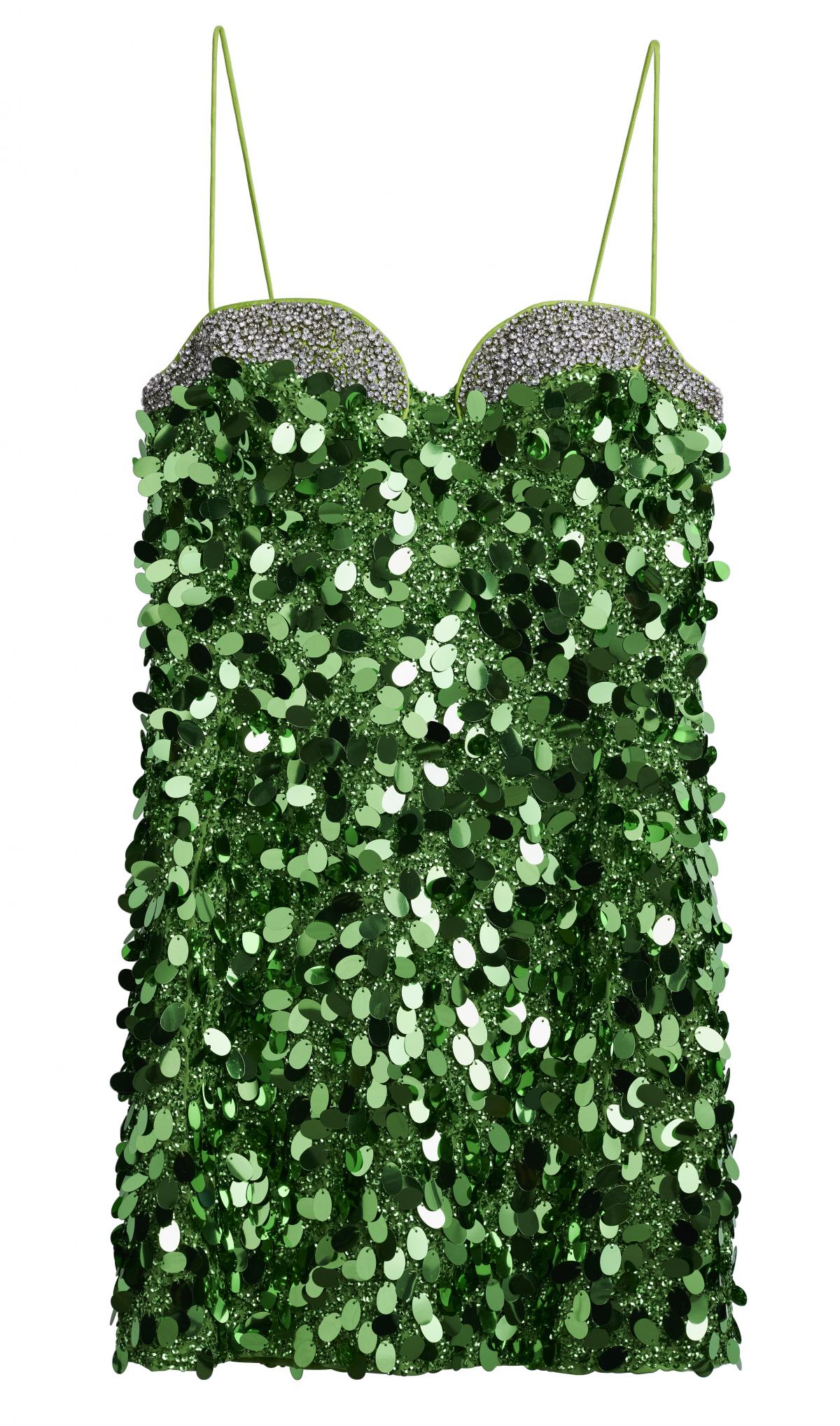 Mini robe à paillettes verte