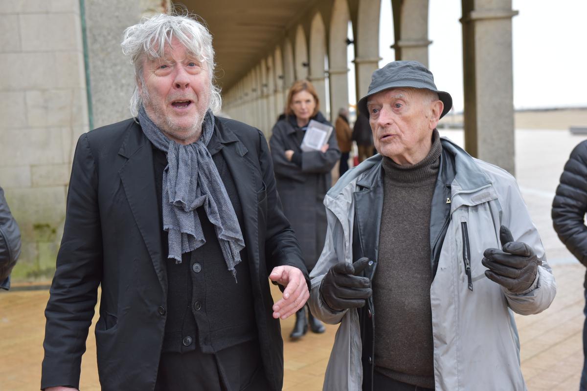 Twee Oostendse grootheden: Arno en Raoul Servais op diens 90ste verjaardag, 1 mei 2018. (foto EFO)