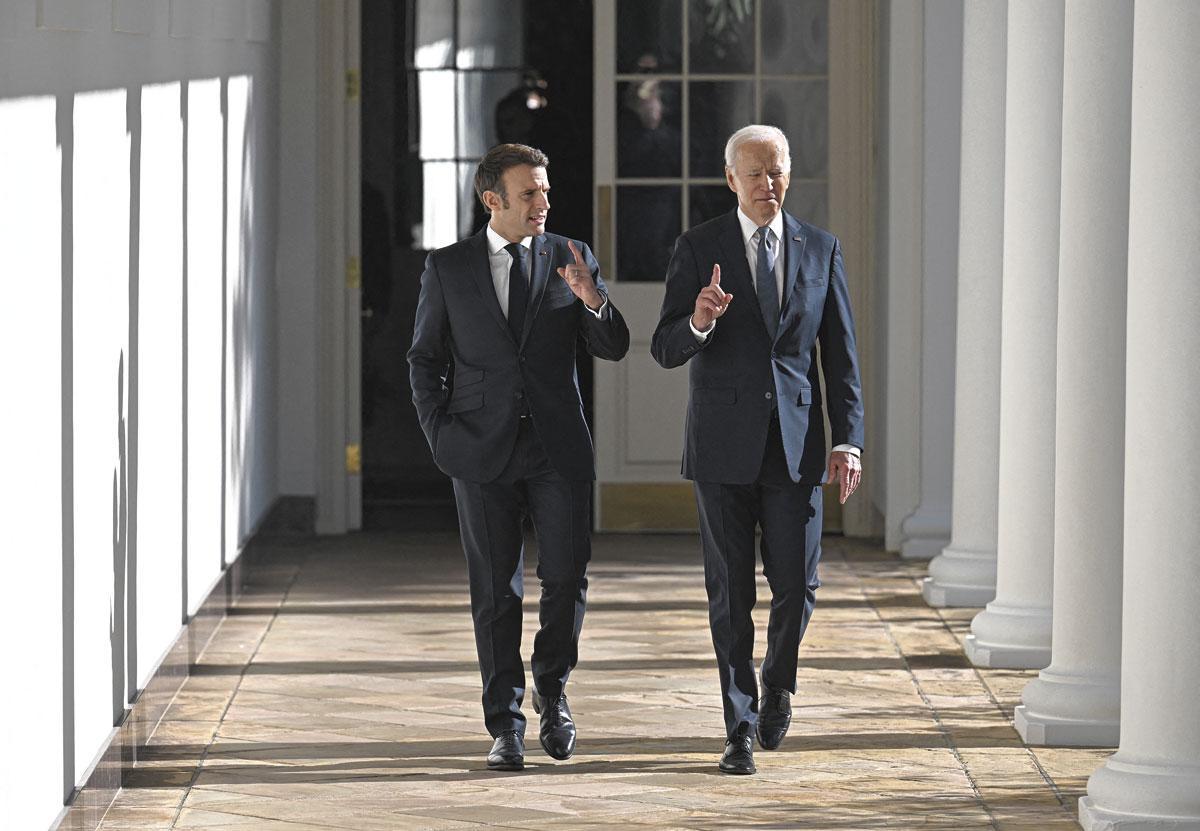 1er décembre 2022, Emmanuel Macron et Joe Biden à Washington: “Nous allons resynchroniser nos approches et nos agendas”.