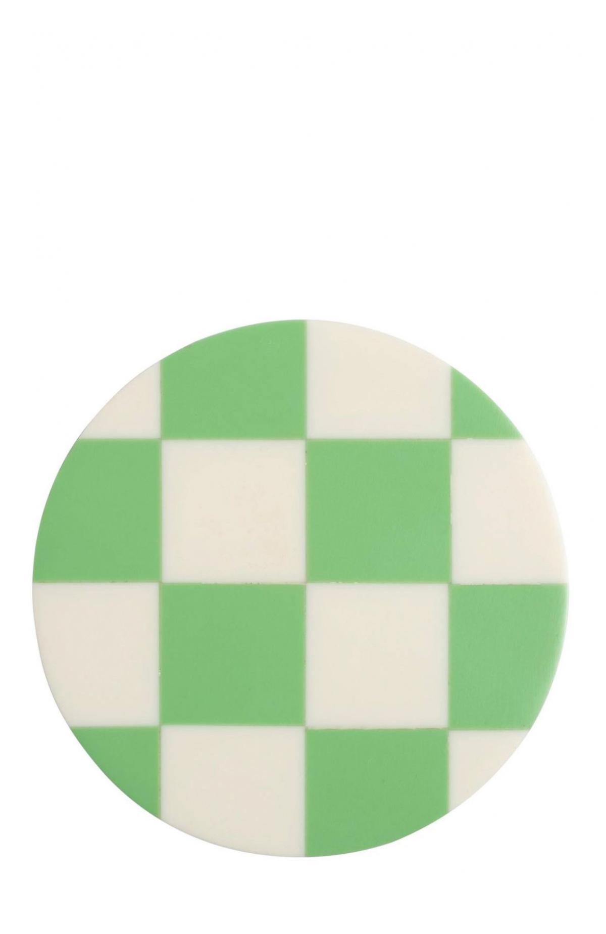Groene onderzetters met ruitjesmotief (set van 4)