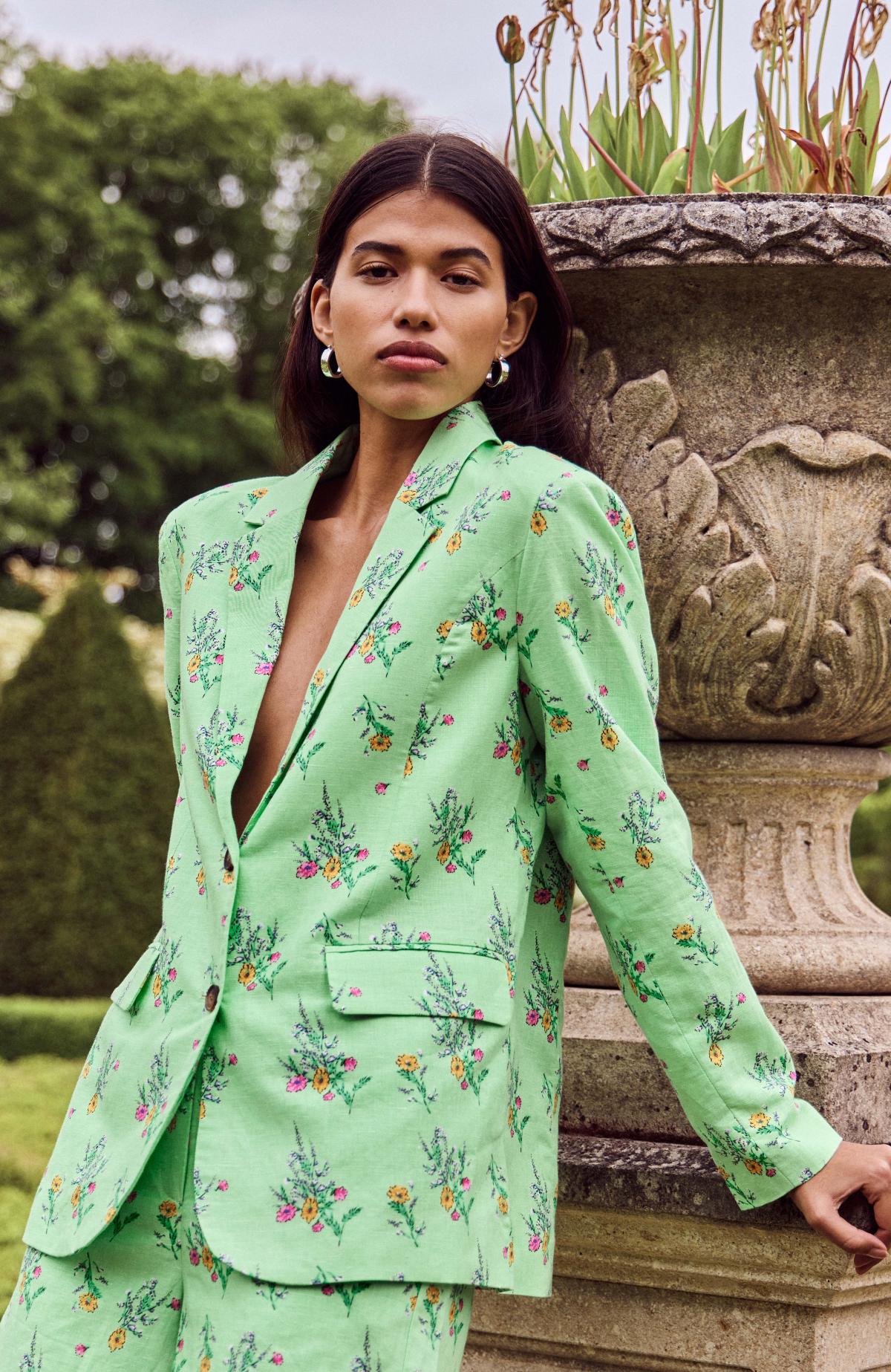 Groene blazer met print 