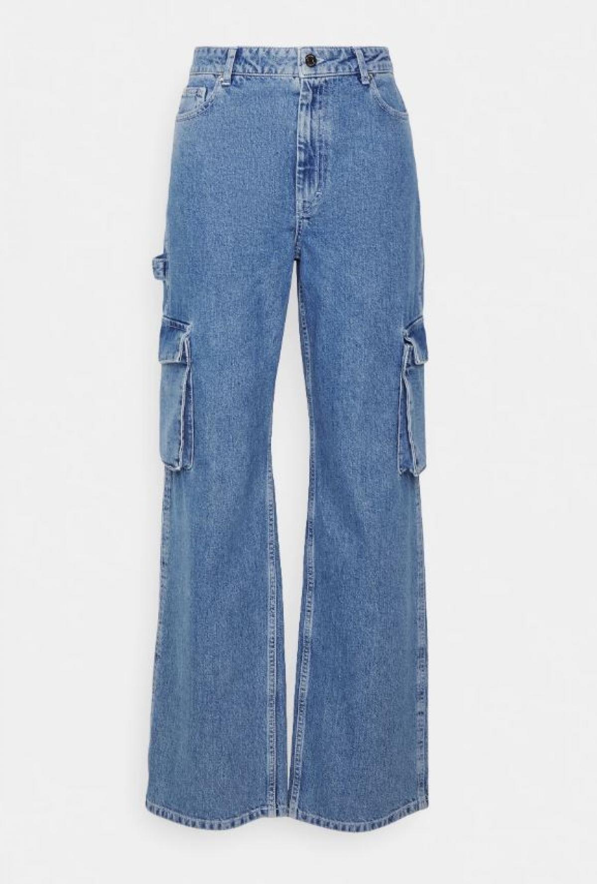 Denim cargo palazzo met zakken 