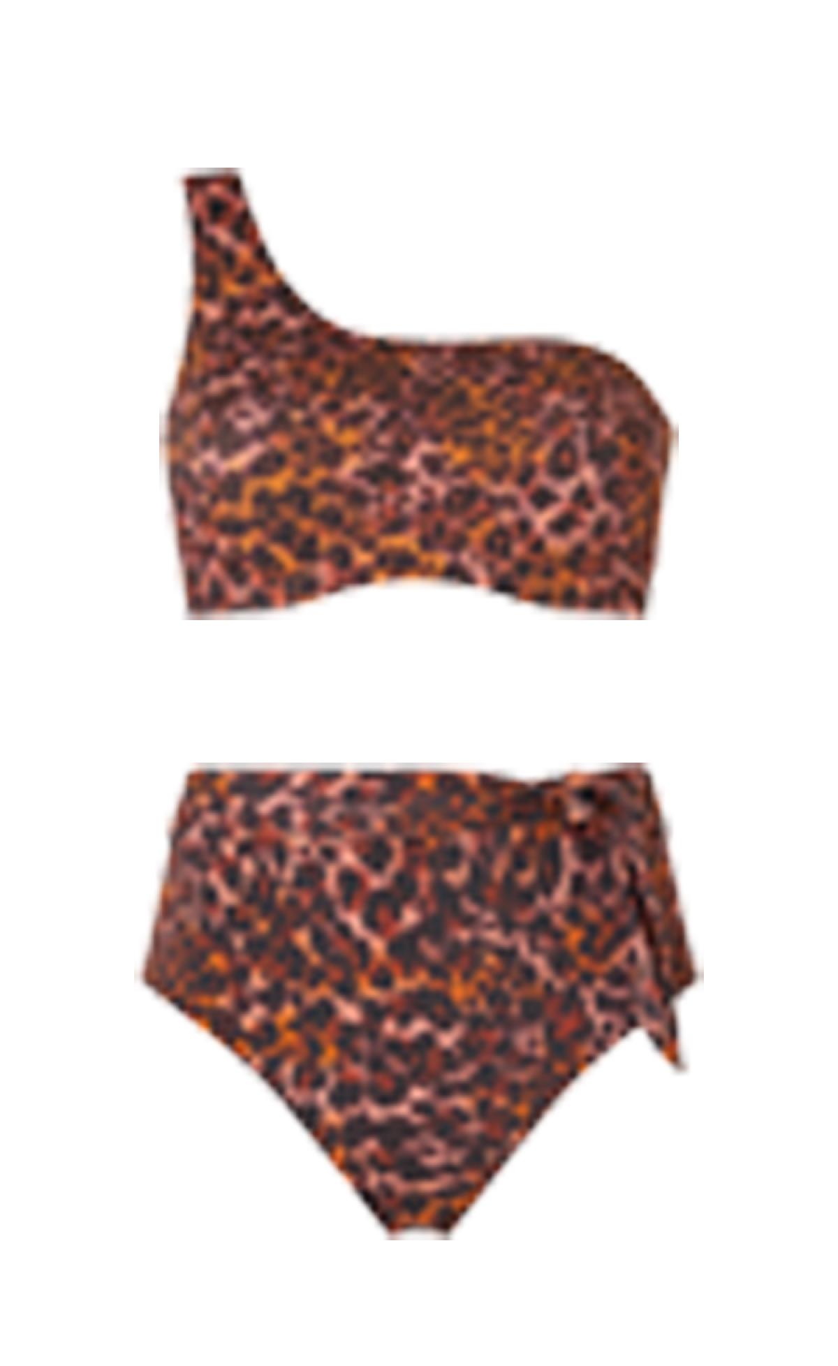 Asymmetrische bikini met luipaardprint