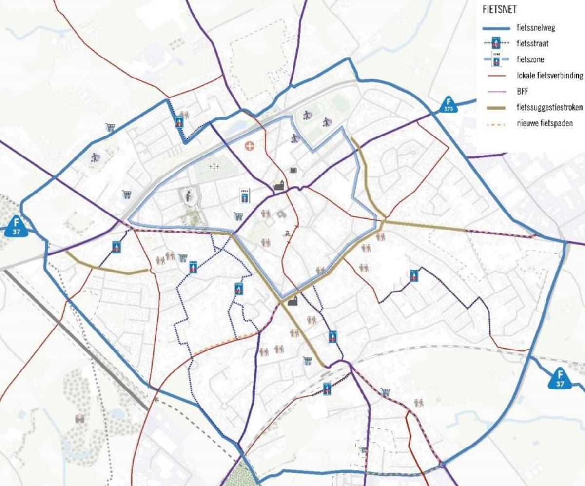 Het fietsnet in Tielt.