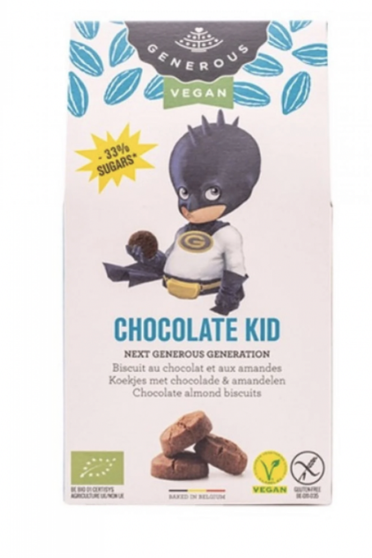 Biscuits végétaliens Generous Chocolate pour enfants au chocolat et aux amandes