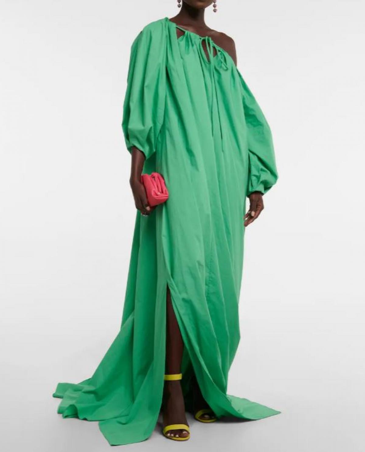 Oversized hemdjurk met hoge split in groen