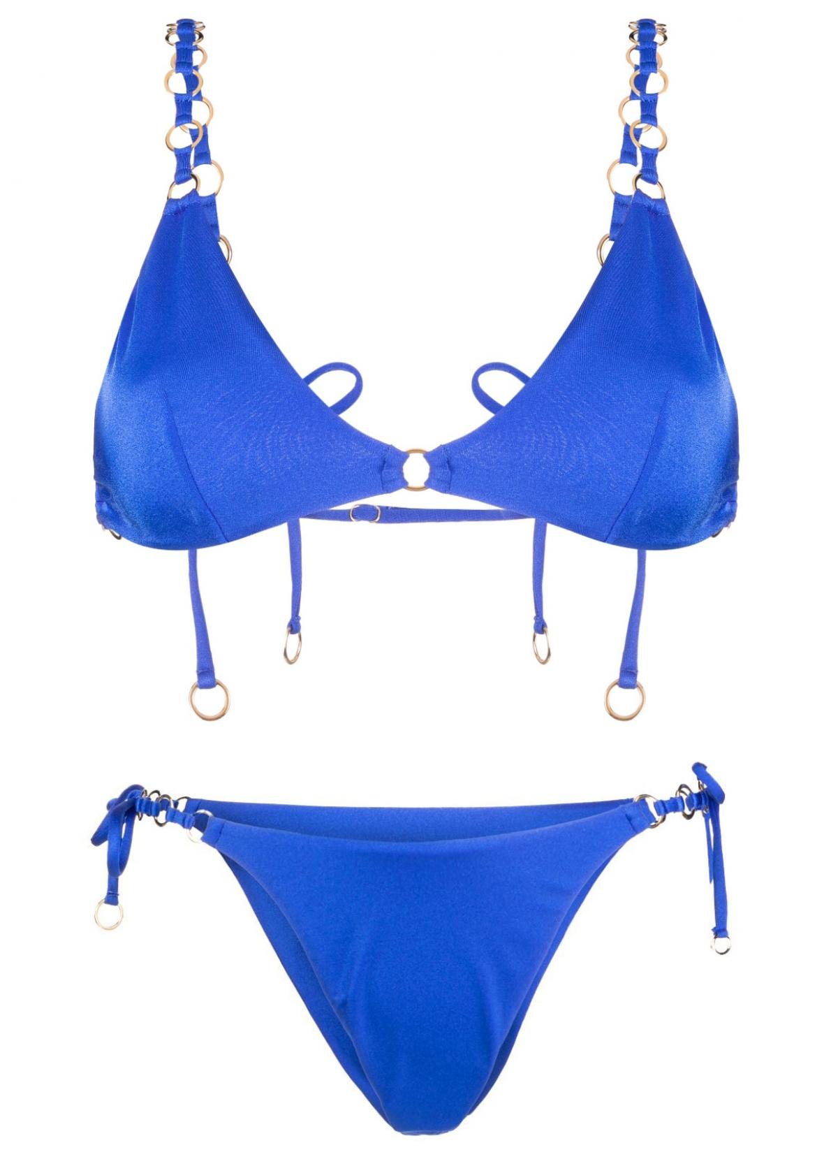 Koningsblauwe bikini met ringetjes