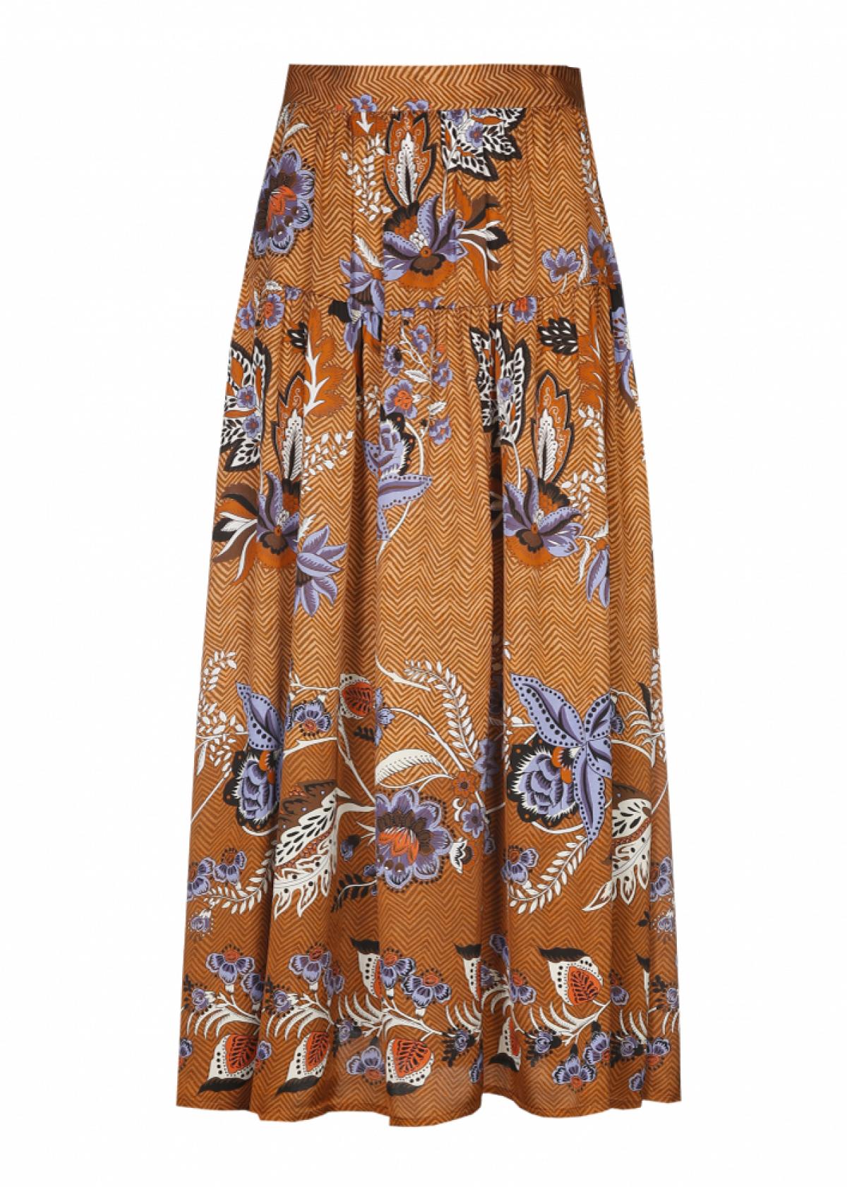 Camel maxirok met bloemenprint