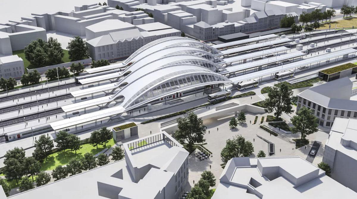 Het ontwerp voor het nieuwe station van Kortrijk. ‘Calatrava op klompen.’
