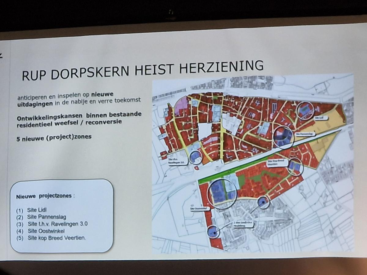 De nieuwe projectzones voor RUP Dorpskern Heist.