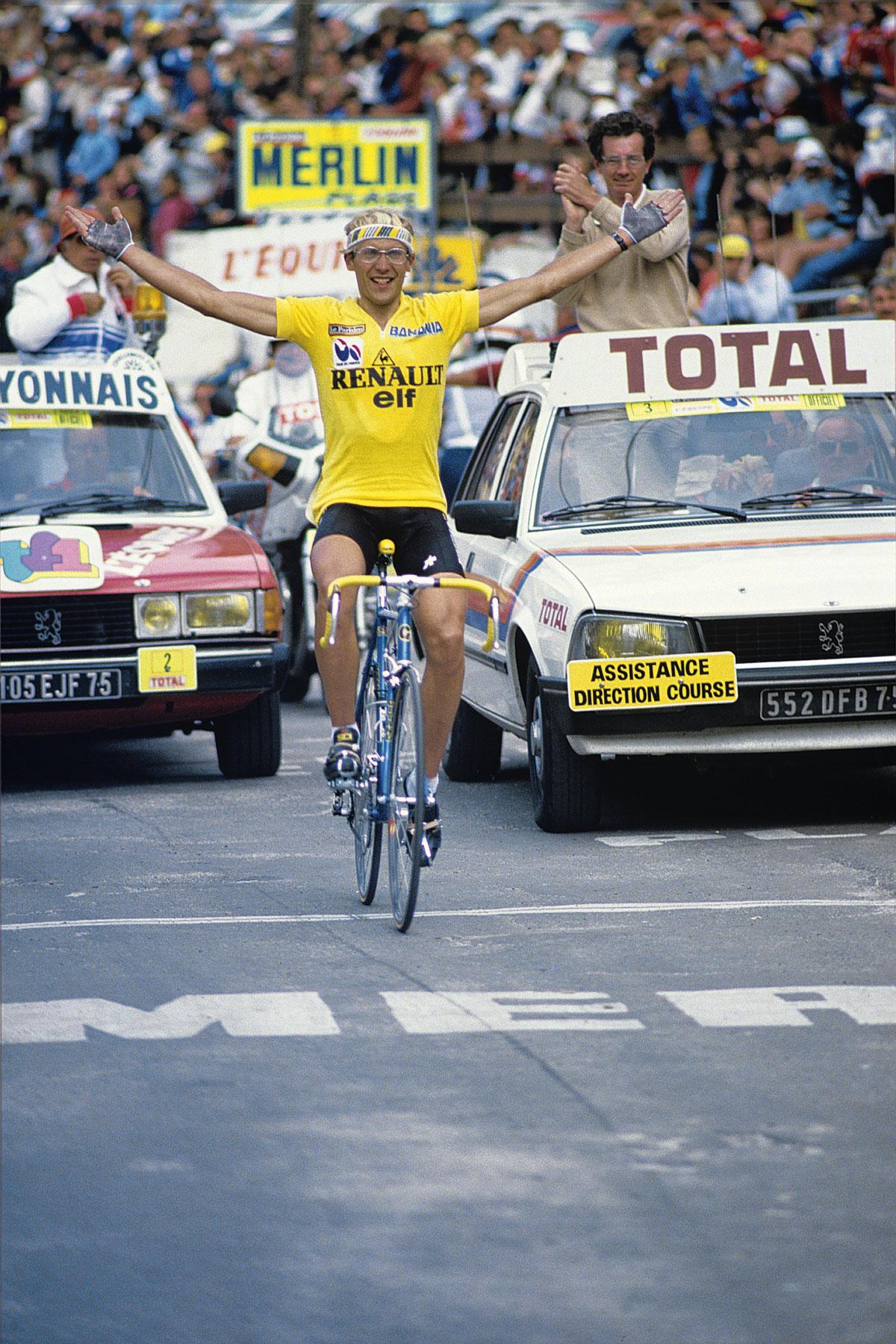 Laurent Fignon wint op La Plagne, een van zijn vijf etappezeges in 1984.