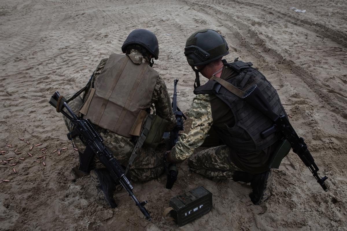 Oekraïense troepen trainen in de regio Donetsk.