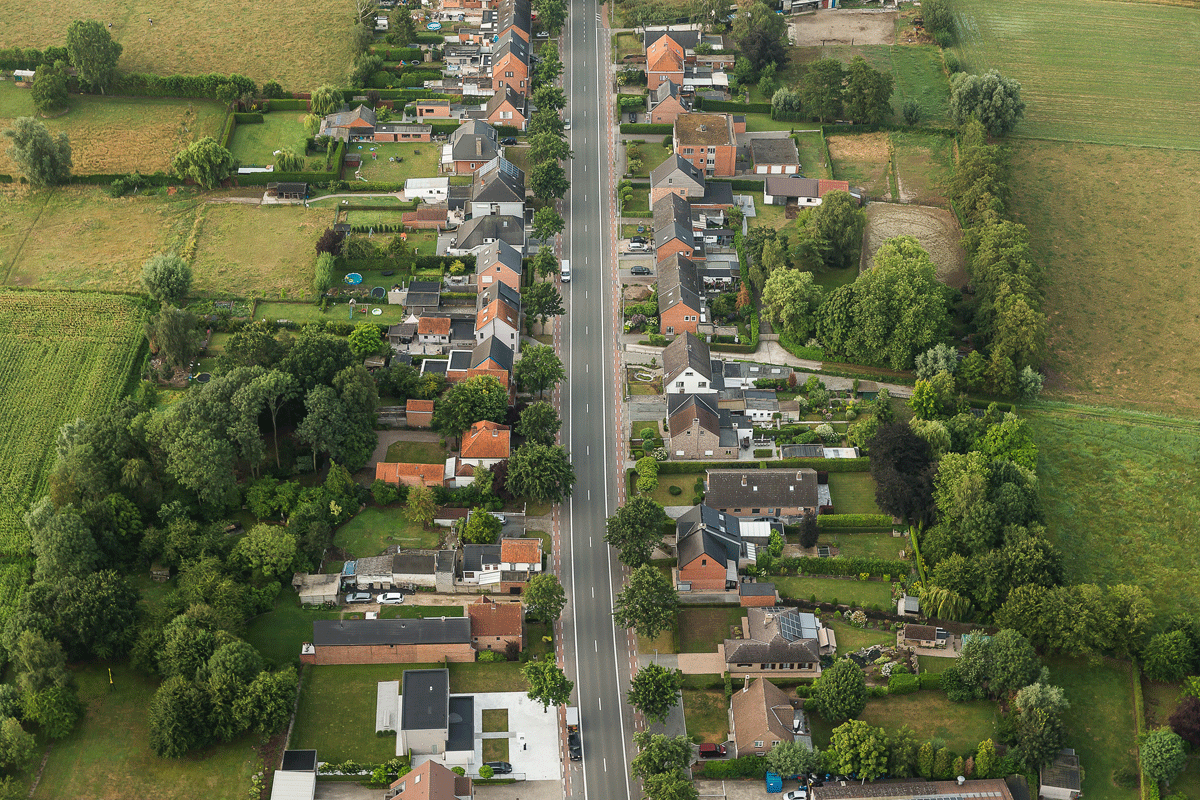 Lintbebouwing in Stekene, Oost-Vlaanderen.