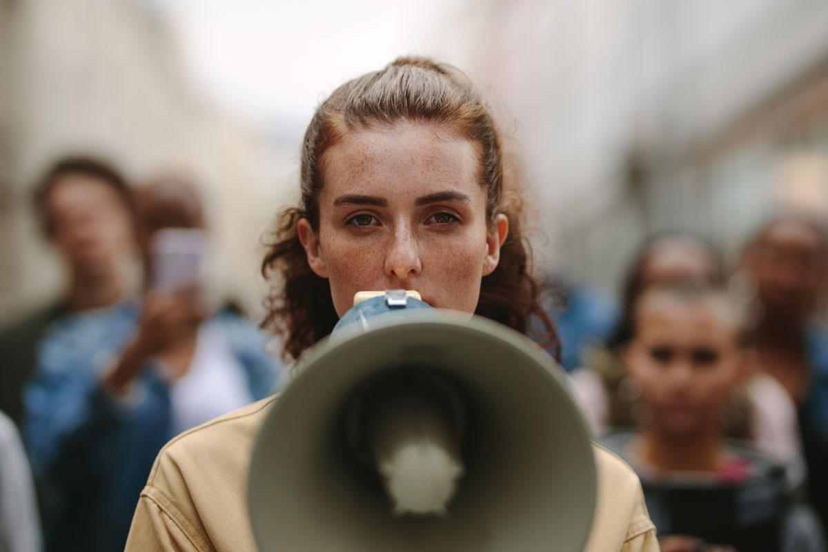 Activiste vrouw protest