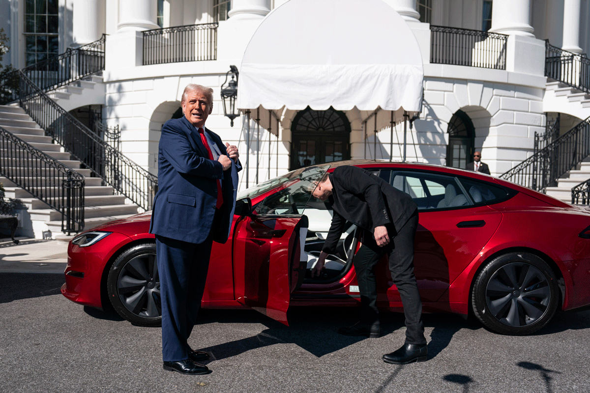 Donald Trump en Elon Musk op dinsdag.