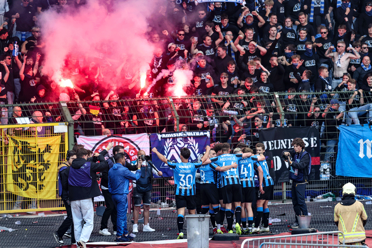 Club Brugge na de tweede goal tegen Anderlecht