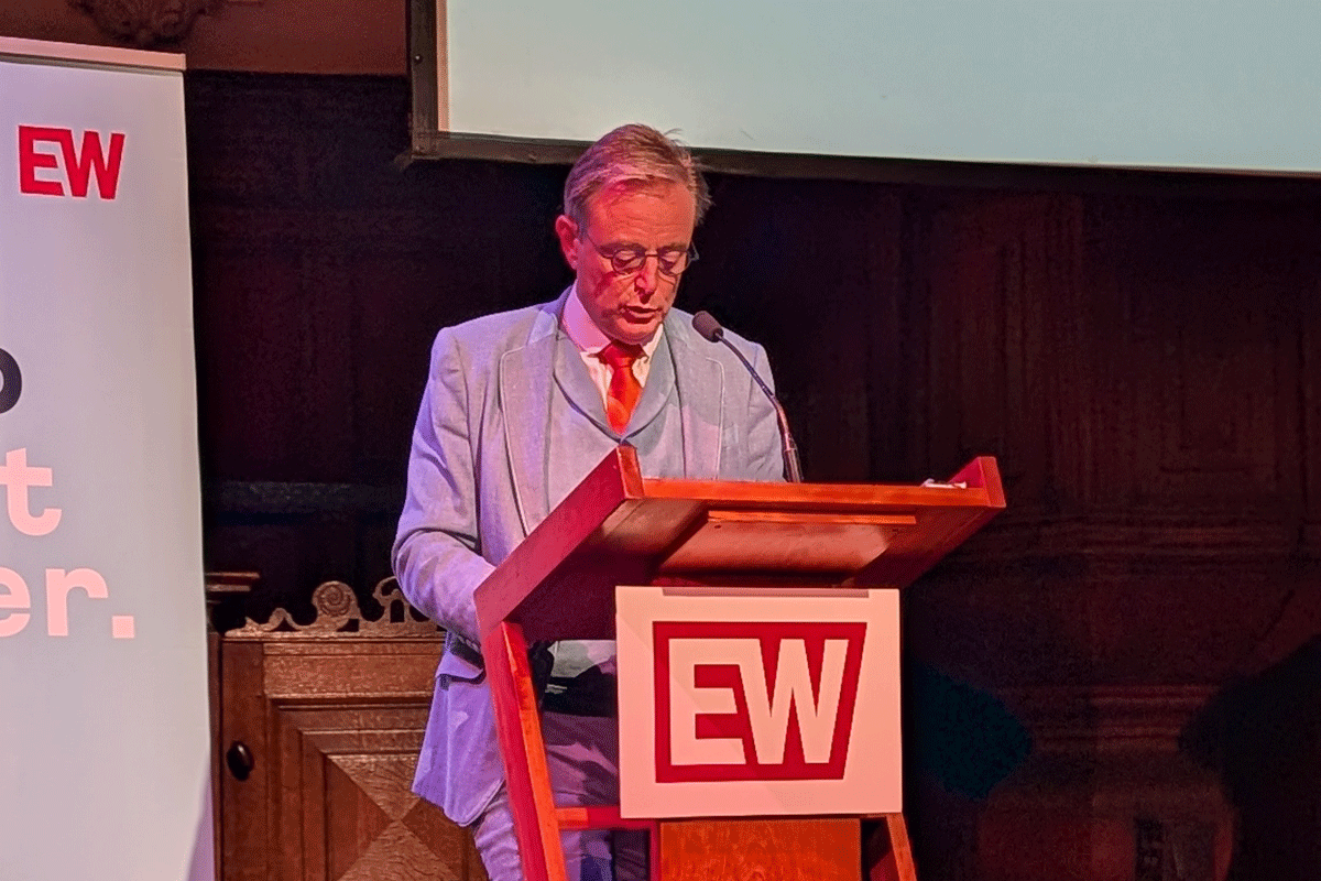 Premier Bart De Wever tijdens de HJ Schoo-lezing in Amsterdam (EW)