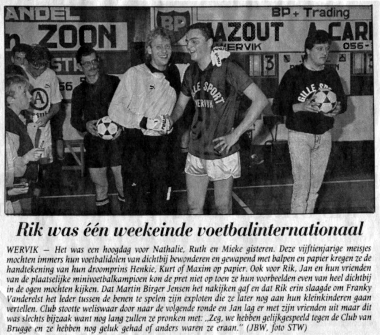 Verslag van de legendarische match waarbij Rik Masil Franky Van der Elst door de benen speelde.