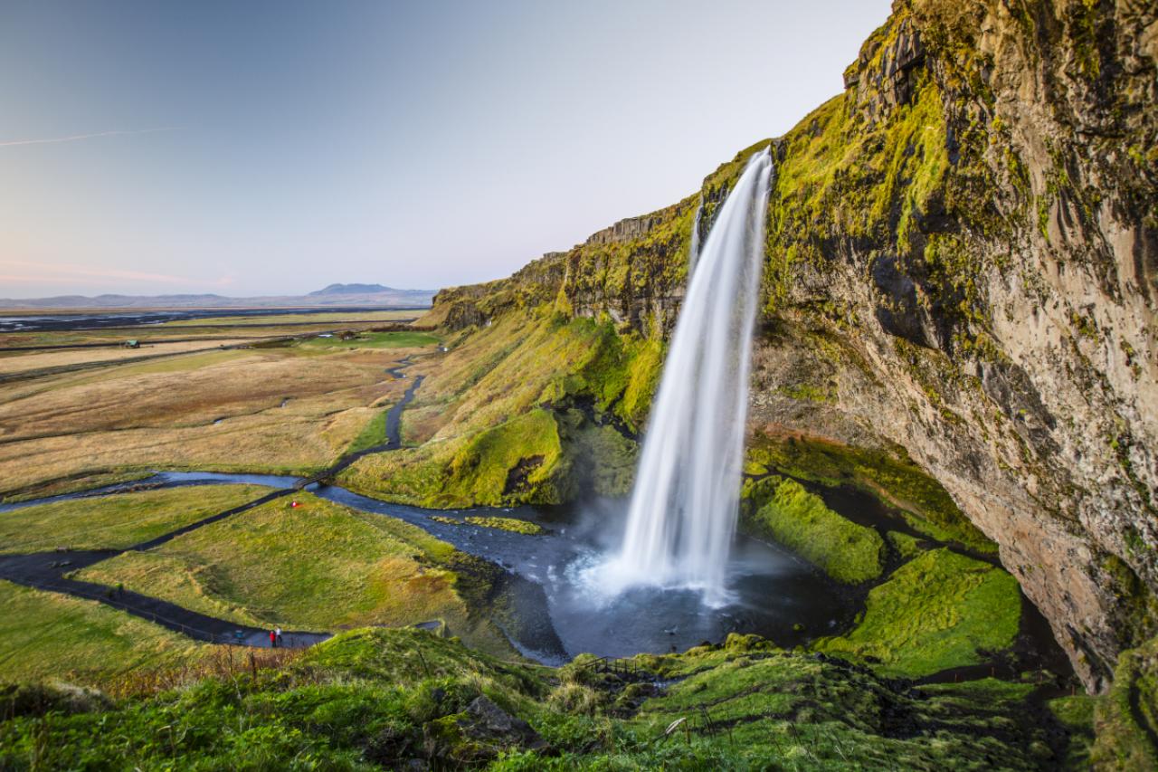 Beautiful Seljalandsfoss waterfall at dusk. Located in the south of Iceland