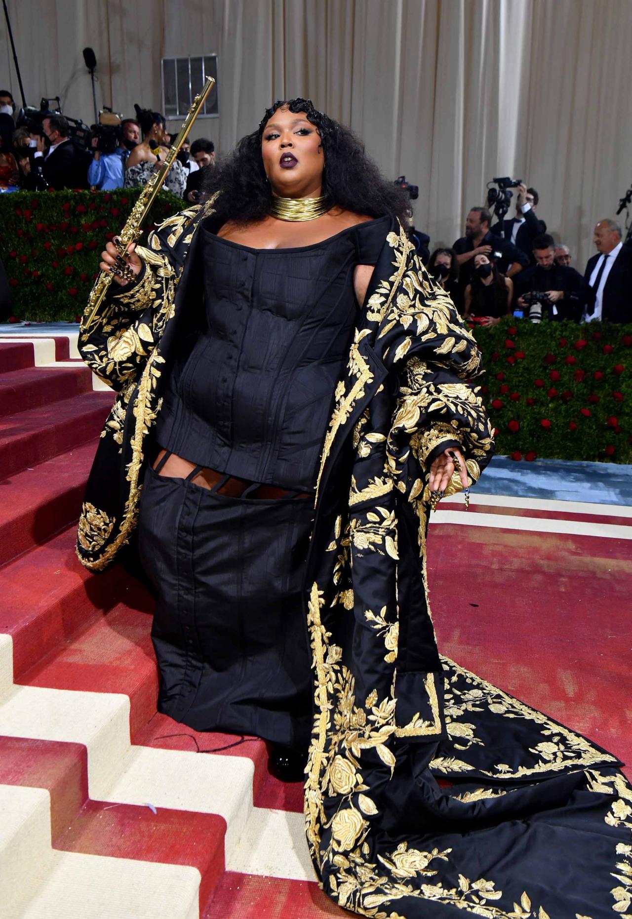 Singer Lizzo arrives for the 2022 Met Gala at the Metropolitan Museum of Art on May 2, 2022, in New York. - The Gala raises money for the Metropolitan Museum of Art's Costume Institute. The Gala's 2022 theme is "In America: An Anthology of Fashion". (Photo by ANGELA  WEISS / AFP)