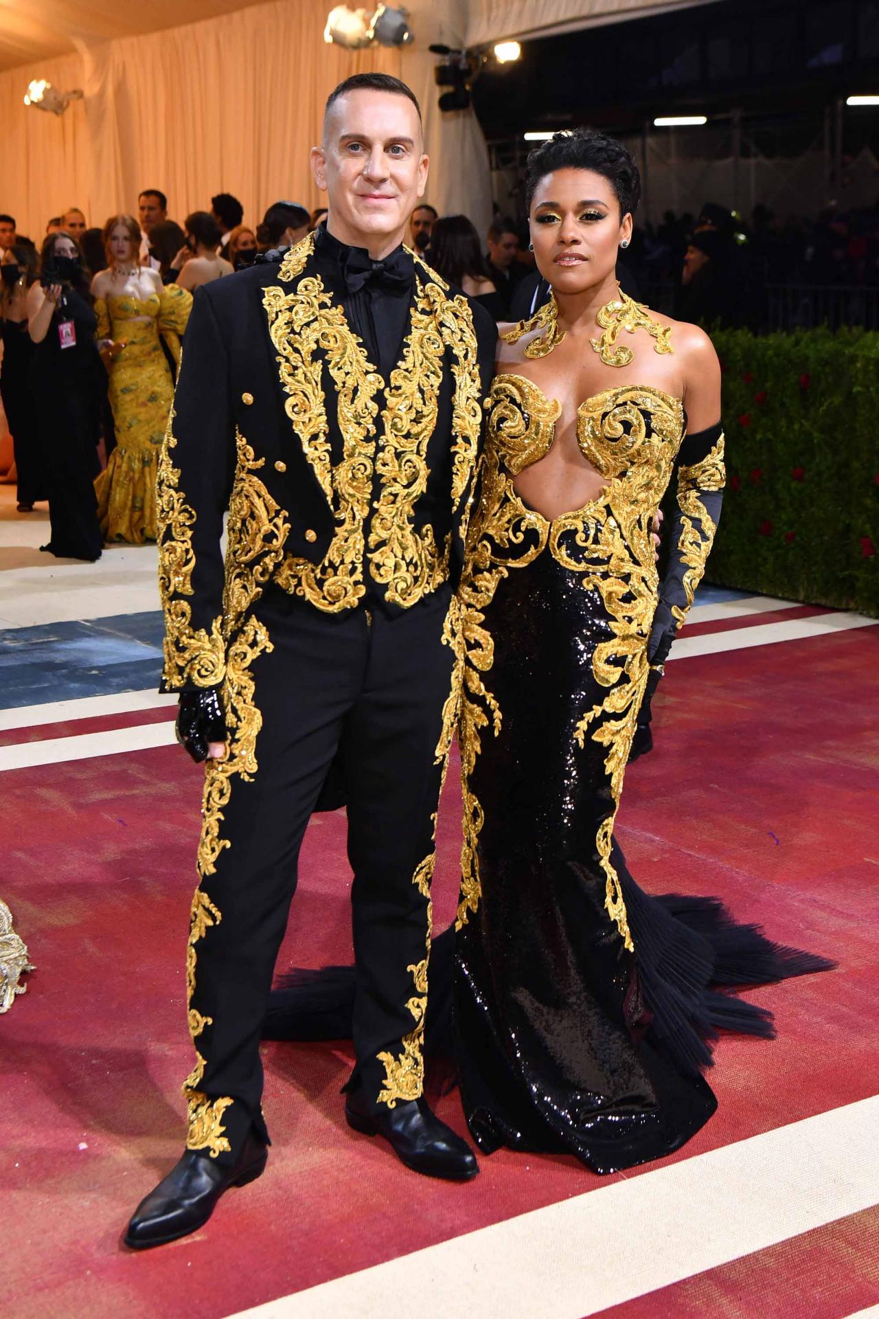 Actress Ariana DeBose and fashion designer Jeremy Scott arrive for the 2022 Met Gala at the Metropolitan Museum of Art on May 2, 2022, in New York. - The Gala raises money for the Metropolitan Museum of Art's Costume Institute. The Gala's 2022 theme is "In America: An Anthology of Fashion". (Photo by ANGELA  WEISS / AFP)