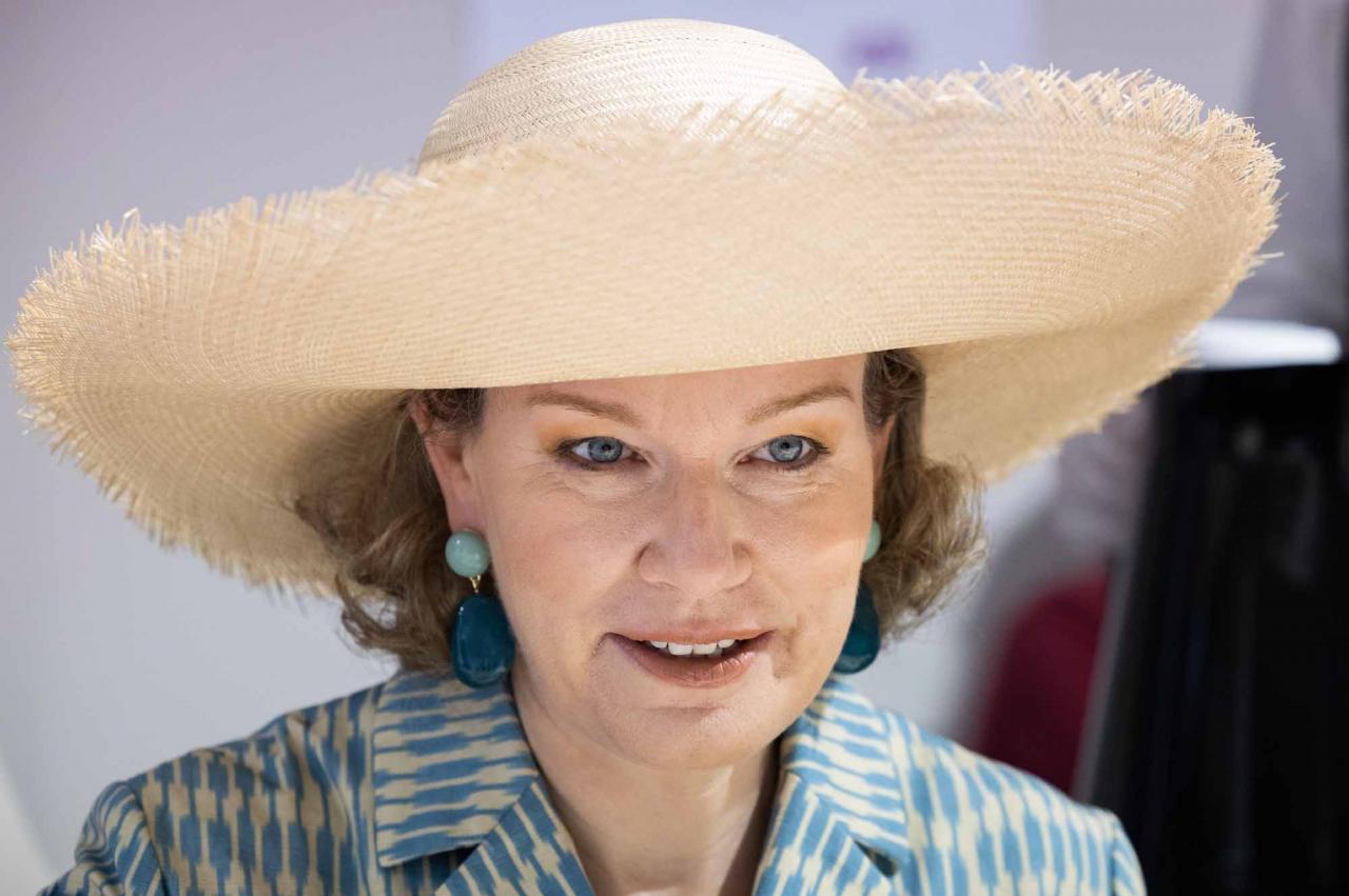Queen Mathilde of Belgium pictured during a visit to the Adama Center, a center helping refugees to become self-reliant, on the second day of a three days state visit of the Belgian royal couple to Greece, Tuesday 03 May 2022, in Athens. BELGA PHOTO BENOIT DOPPAGNE