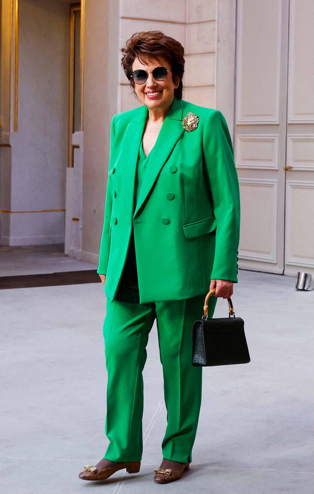 France's Culture Minister Roselyne Bachelot arrives at the Elysee presidential palace in Paris on May 7, 2022, to attend the investiture ceremony of Emmanuel Macron as French President, following his re-election last April 24. (Photo by GONZALO FUENTES / POOL / AFP)