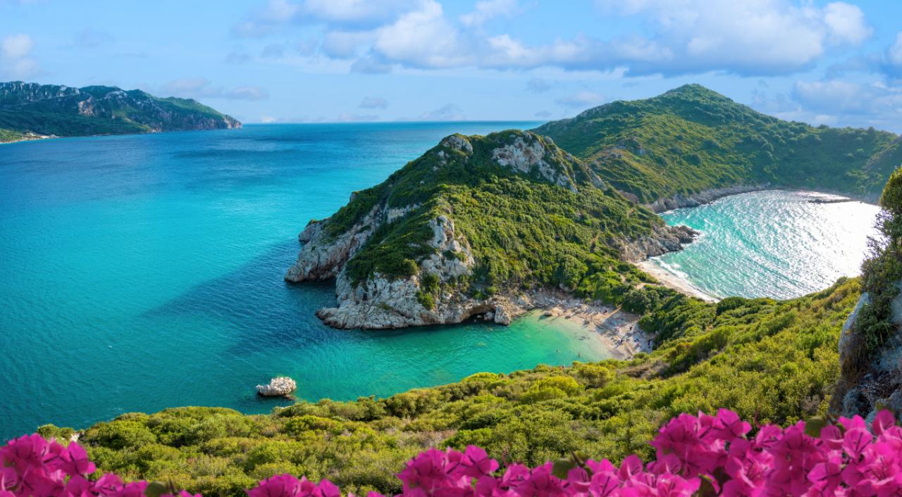 A view of Porto Timoni beach, Corfu, Greece.