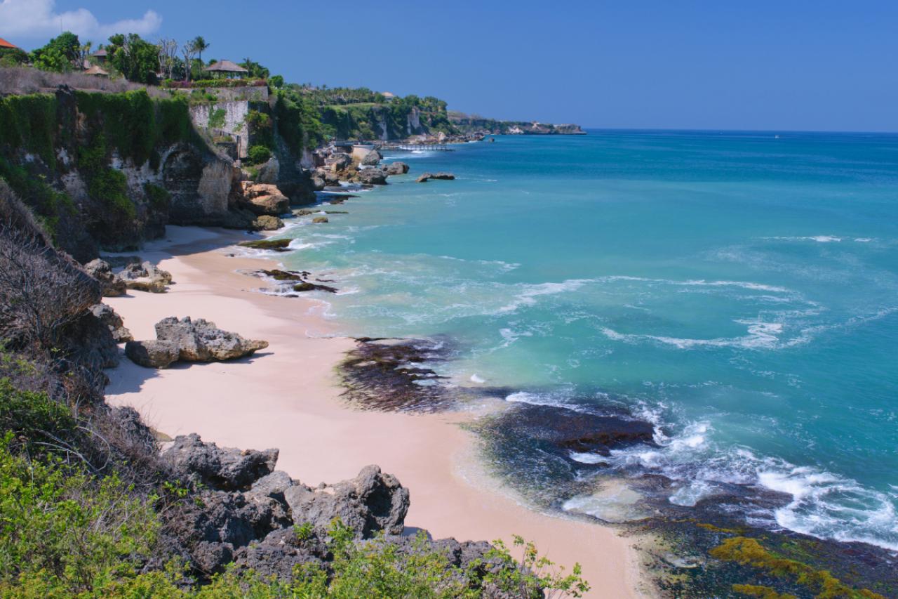 Bali. Hidden behind high cliff, Tegal Wangi Beach is one of Bali's best beaches.