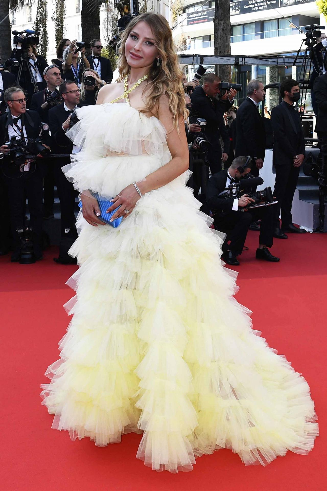 The 75th Cannes Film Festival - Opening ceremony and screening of the film "Coupez" (Final Cut) Out of competition - Red Carpet arrivals - Cannes, France, May 17, 2022. Caroline Receveur poses. REUTERS/Piroschka Van De Wouw