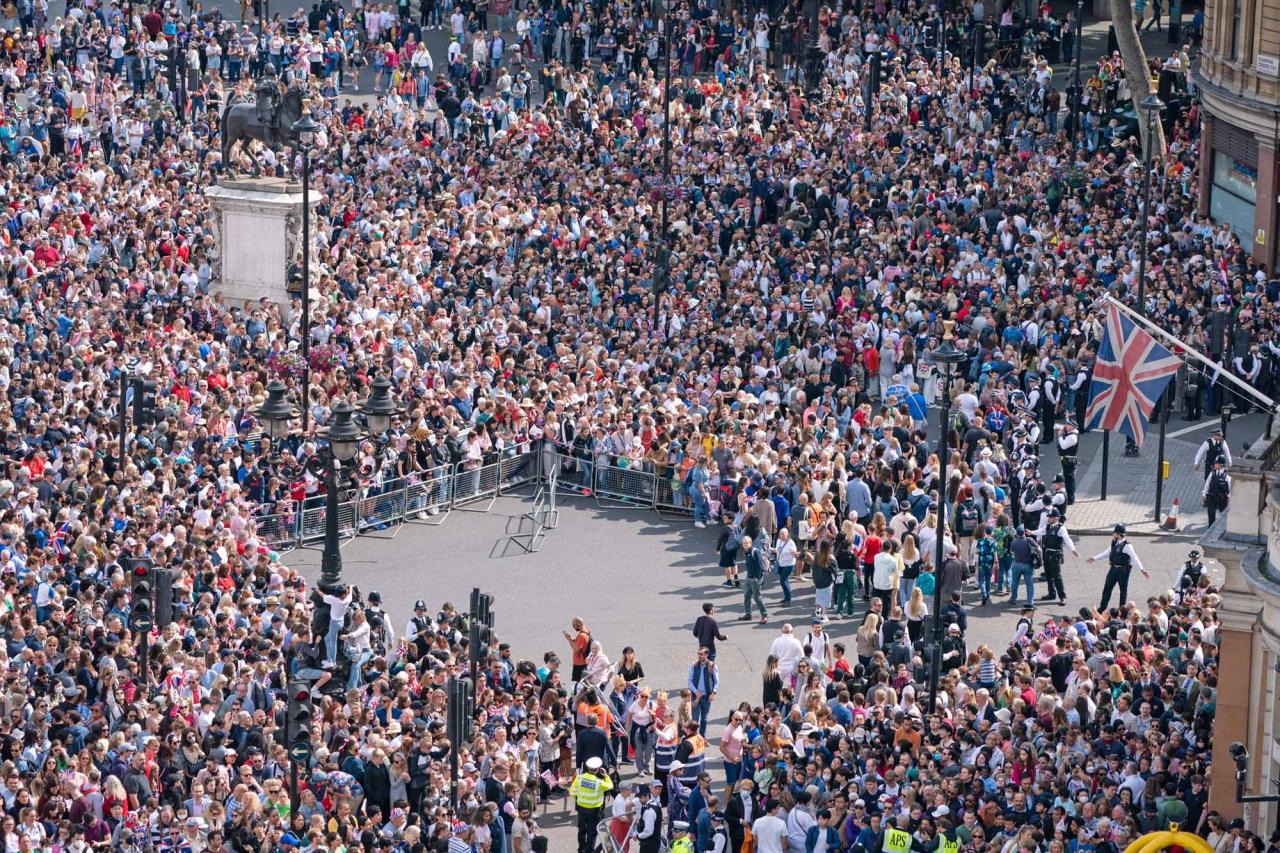 Crowds on The Mall ahead the Trooping the Colour ceremony at Horse Guards Parade, central London, as the Queen celebrates her official birthday, on day one of the Platinum Jubilee celebrations. Picture date: Thursday June 2, 2022.