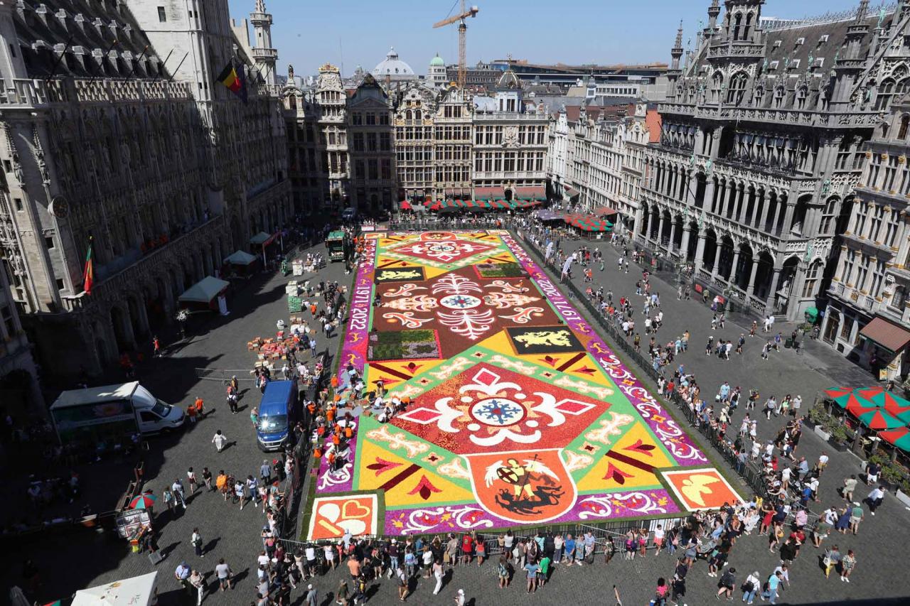 The Flower Carpet at The Grand Place/Grote Markt of Brussels opens for it's 50th edition today, Friday 12 August 2022. The show last four days, from 12 to 15 August.
BELGA PHOTO NICOLAS MAETERLINCK