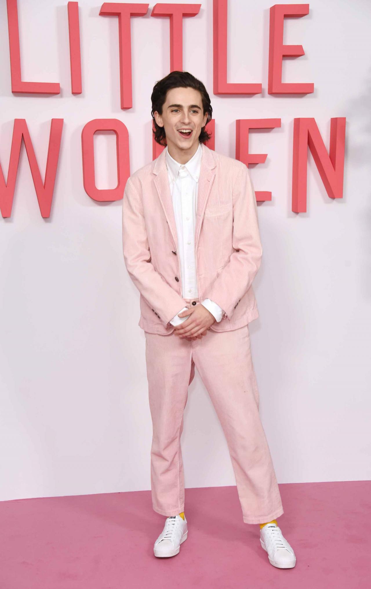 LONDON, ENGLAND - DECEMBER 15:   Timothee Chalamet poses at the evening photocall for "Little Women" at The Soho Hotel London on December 16, 2019 in London, England.  (Photo by David M. Benett/Dave Benett/WireImage)