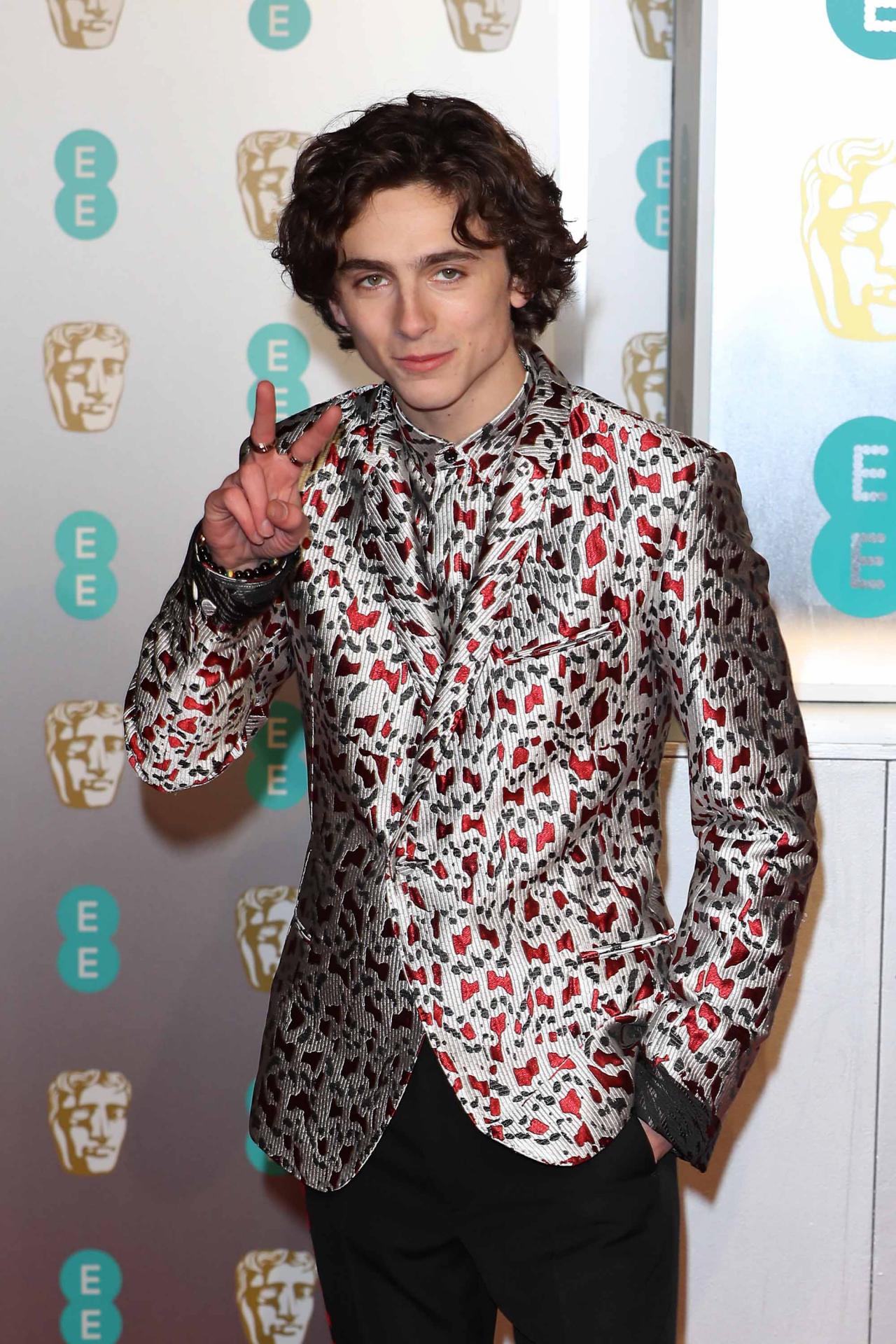 LONDON, ENGLAND - FEBRUARY 10: Timothee Chalamet attends the EE British Academy Film Awards at Royal Albert Hall on February 10, 2019 in London, England. (Photo by Neil Mockford/FilmMagic)