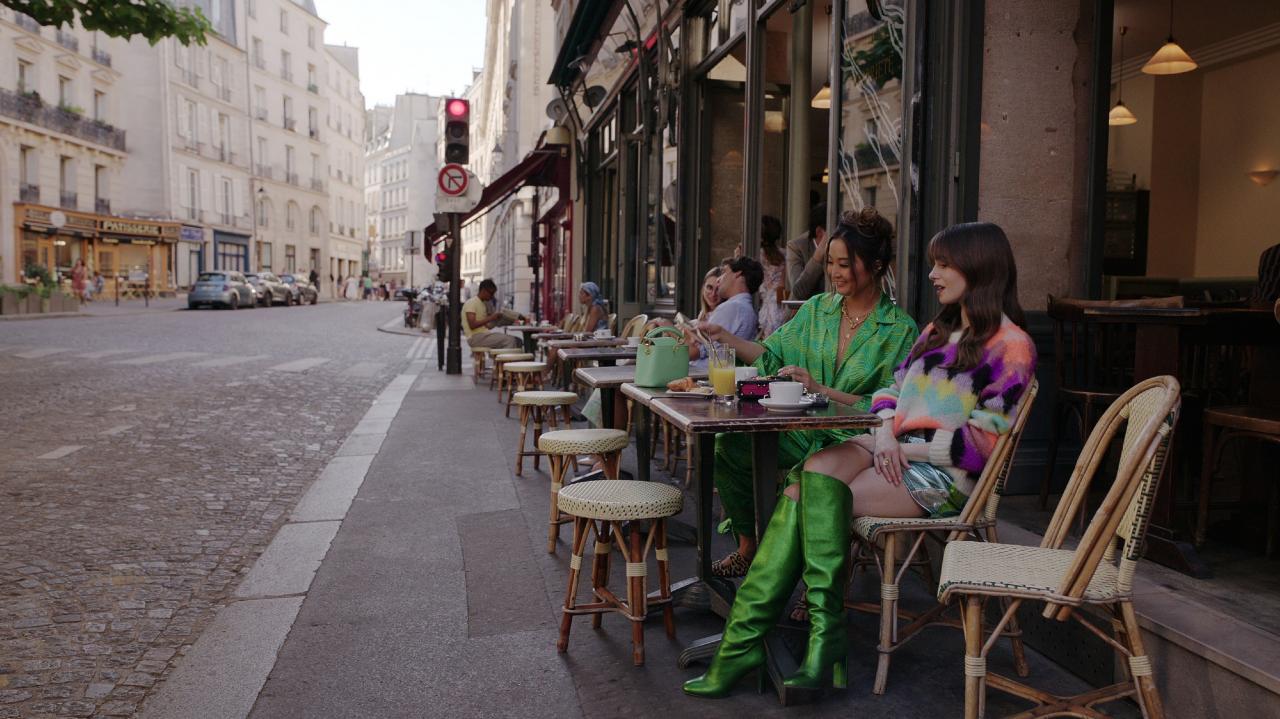 Ashley Park, Lily Collins, ""Emily in Paris"" Season 3 (2022). Photo credit: Netflix