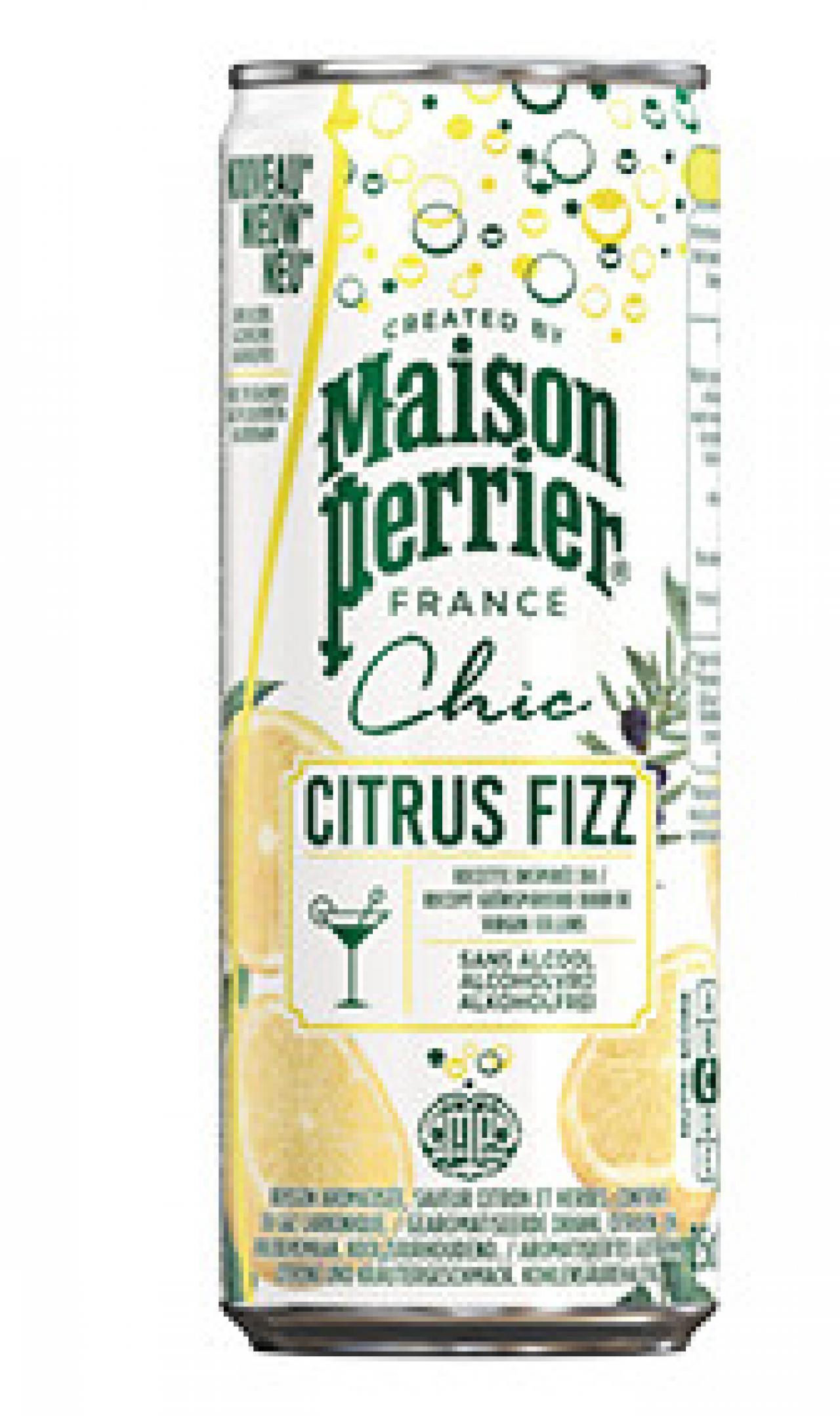 Maison Perrier, een gamma bruisende drankjes met natuurlijke ingrediënten. Chic Citrus Fizz - € 4,75 voor 4 stuks - Perrier, supermarkt.
