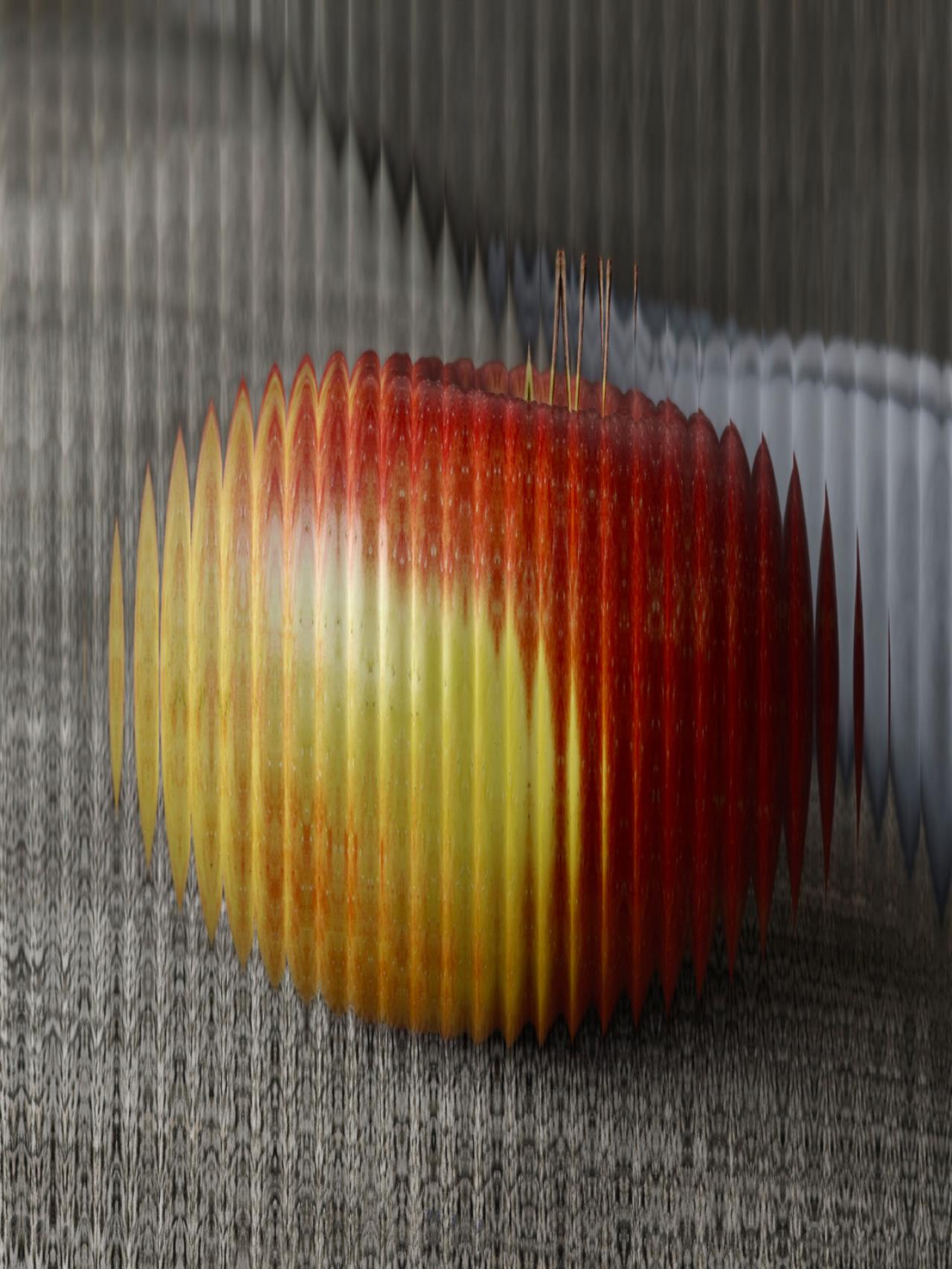Une pomme, vue à travers le filtre Lenticular.