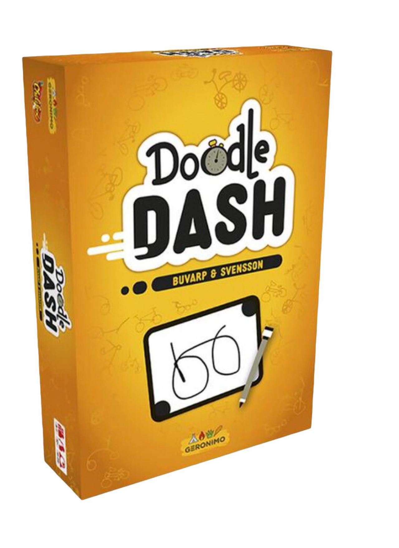 Doodle Dash - € 33 - Geronimo Games. Win door de snelste of de beste tekenaar te zijn. Een simpele tekening kan al volstaan, dus neem je het risico door snel te tekenen? Of door meer details toe te voegen?