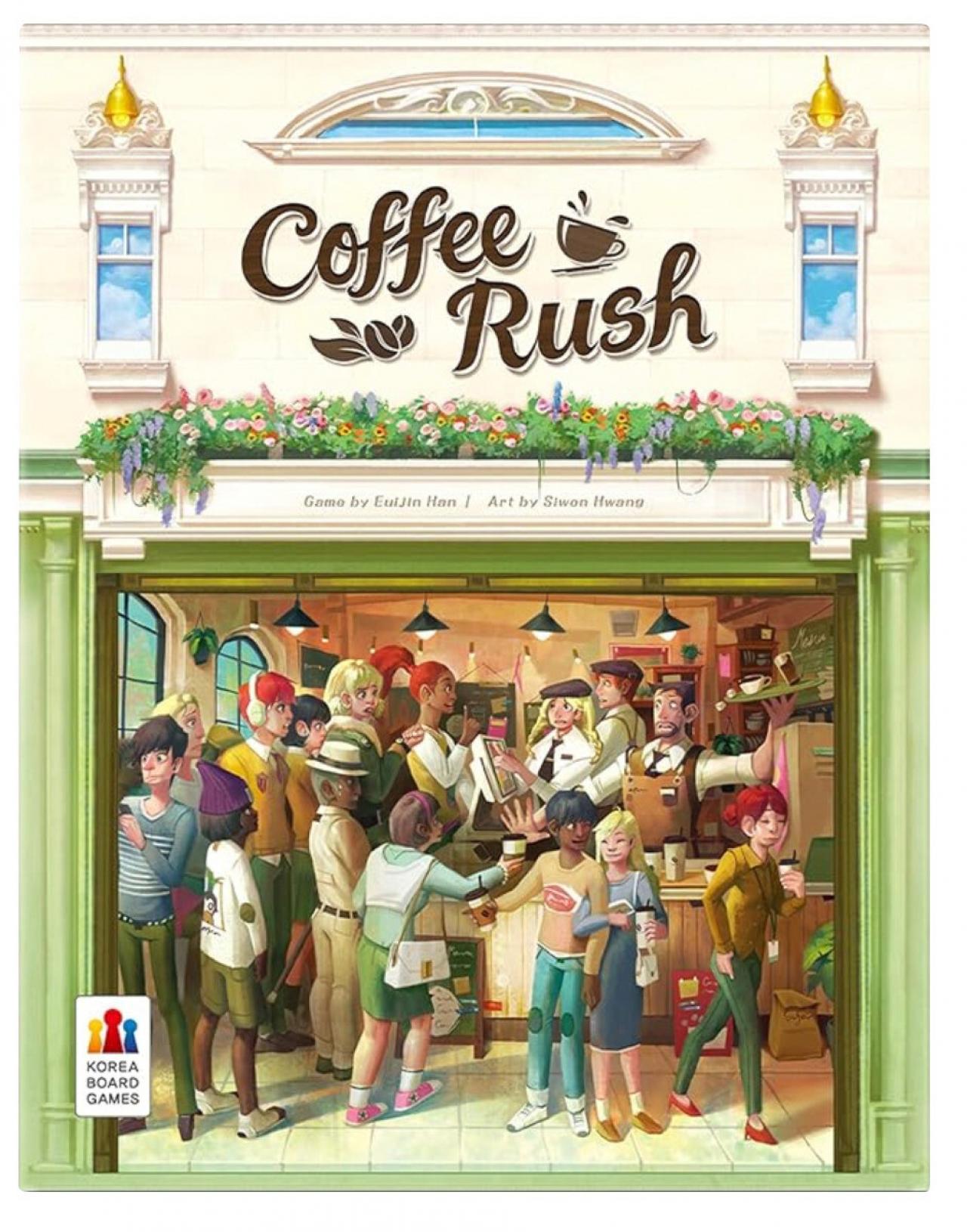 Coffee Rush - € 34,95 - Korea Board Games. Als barista ben jij verantwoordelijk voor het bedienen van je klanten, maar wees snel, want de klok tikt en je tegenstanders zullen alles op alles zetten om jouw klanten te verslaan!