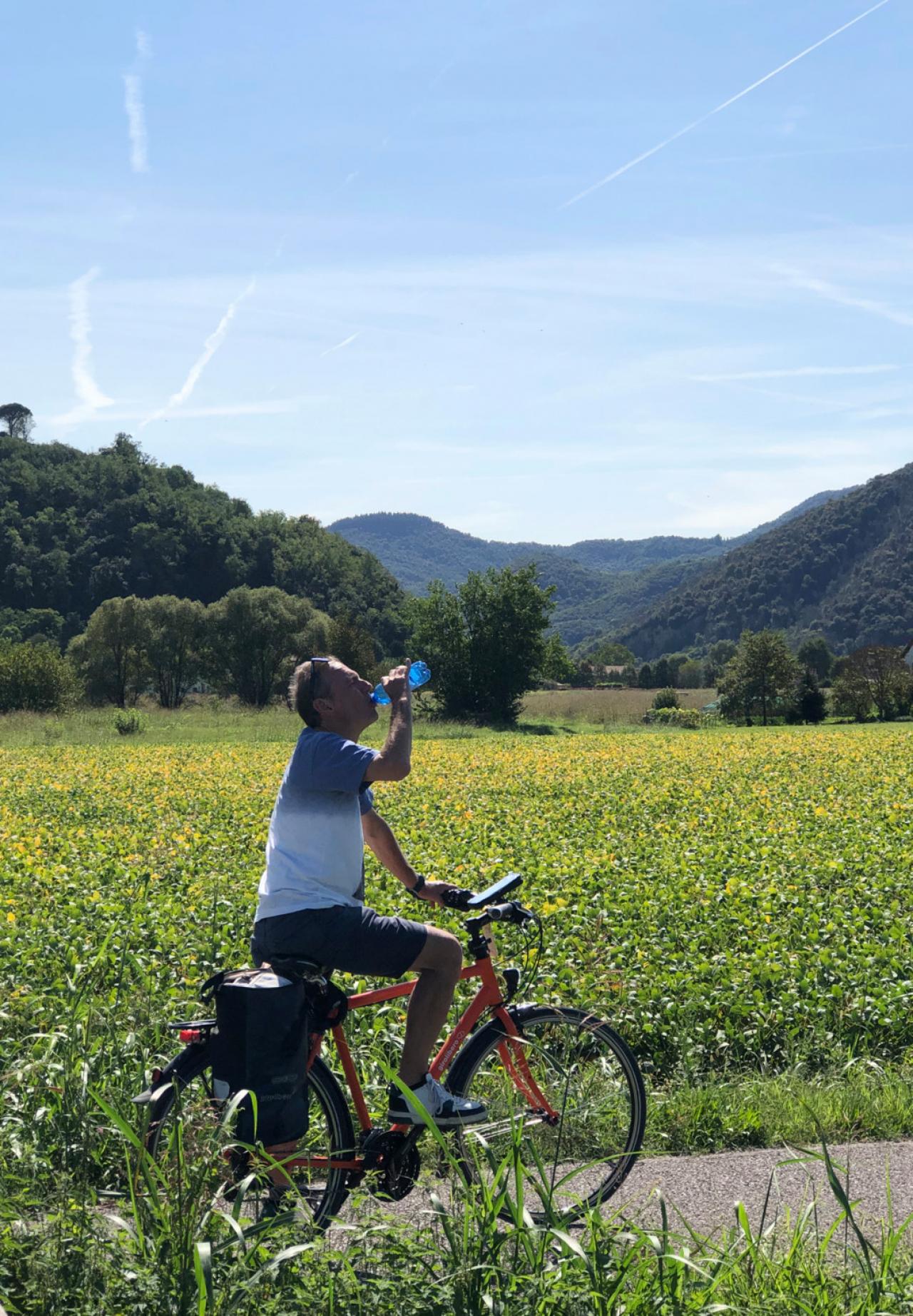 Een drankpauze onderweg.