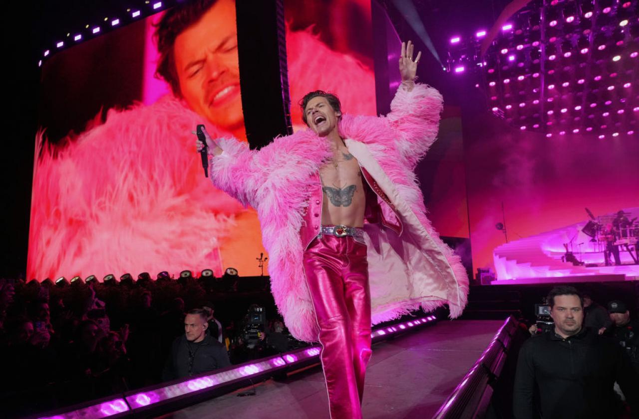 Harry Styles tijdens Coachella in april 2022 (© Kevin Mazur/Getty Images)