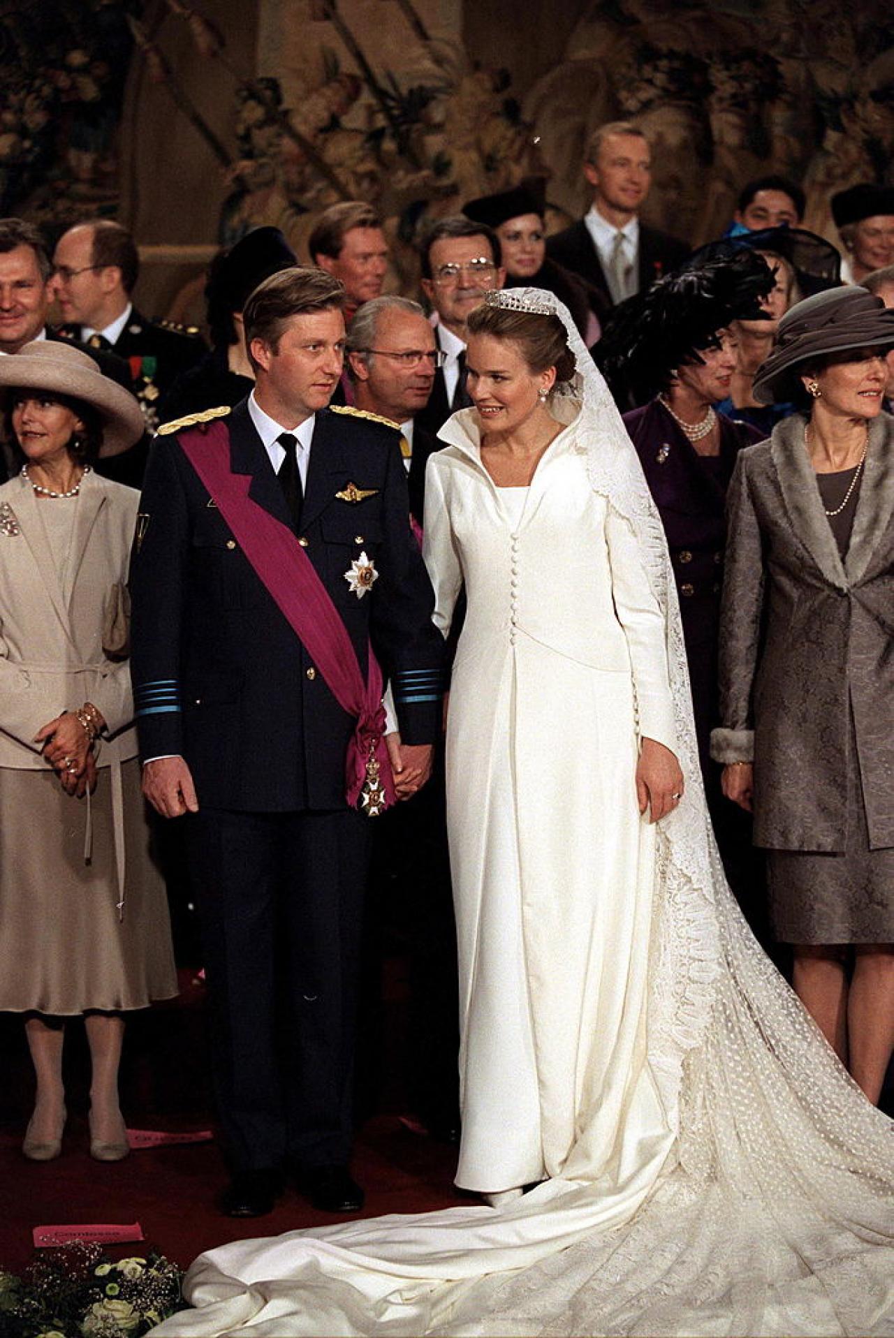 4 décembre 1999. Le mariage du Prince Philippe de Belgique et de Mlle Mathilde d'Udekem d'Acoz.