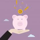 Illustratie van spaarvarken en euromunten